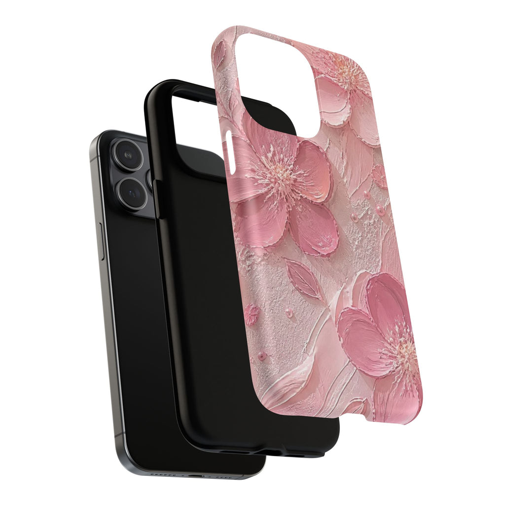 Pink Floral Tough Magnetic Phone Case — 3D Blossom Protective Cover