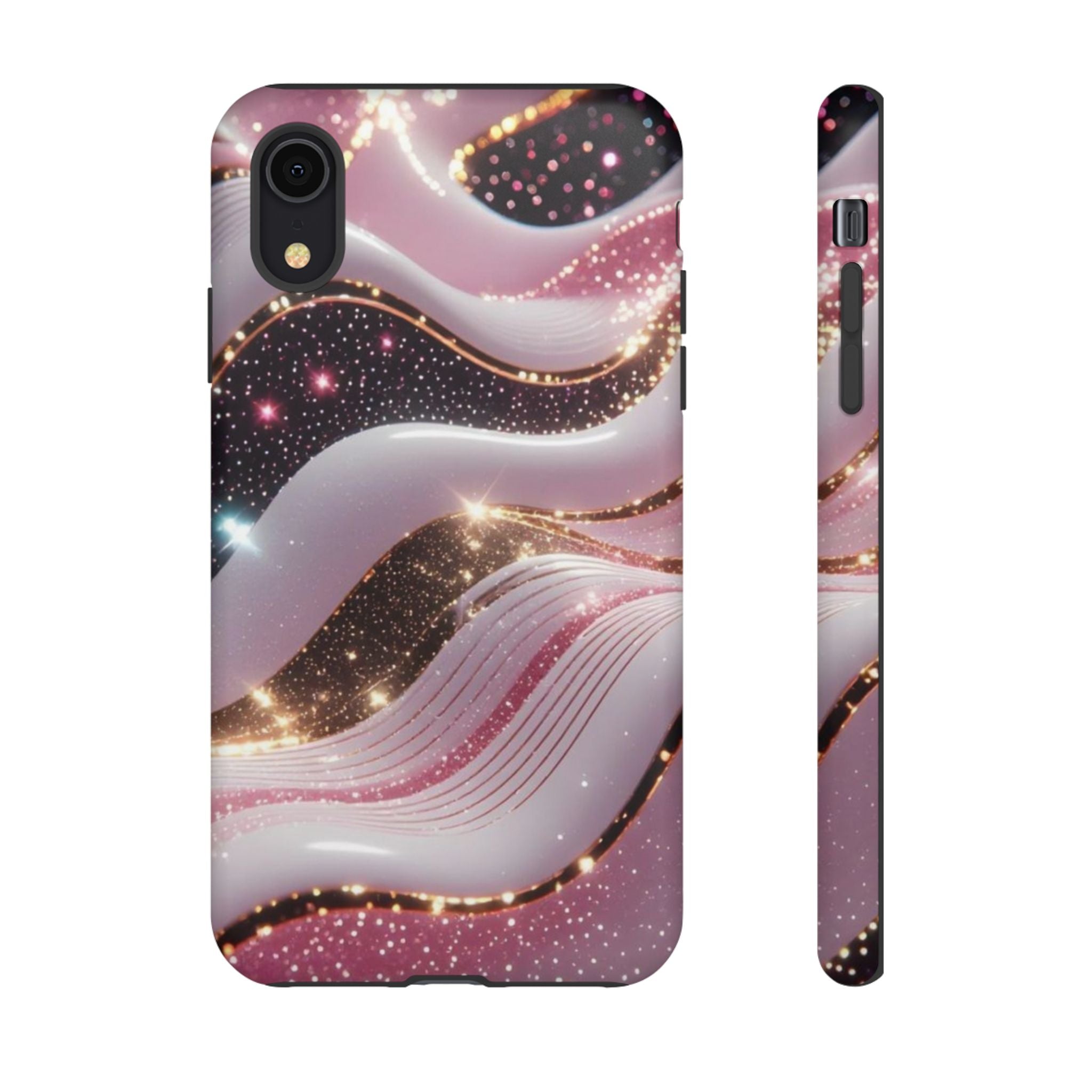 Sparkling Pink Wave Phone Case — Glitter Marble Protective Cover