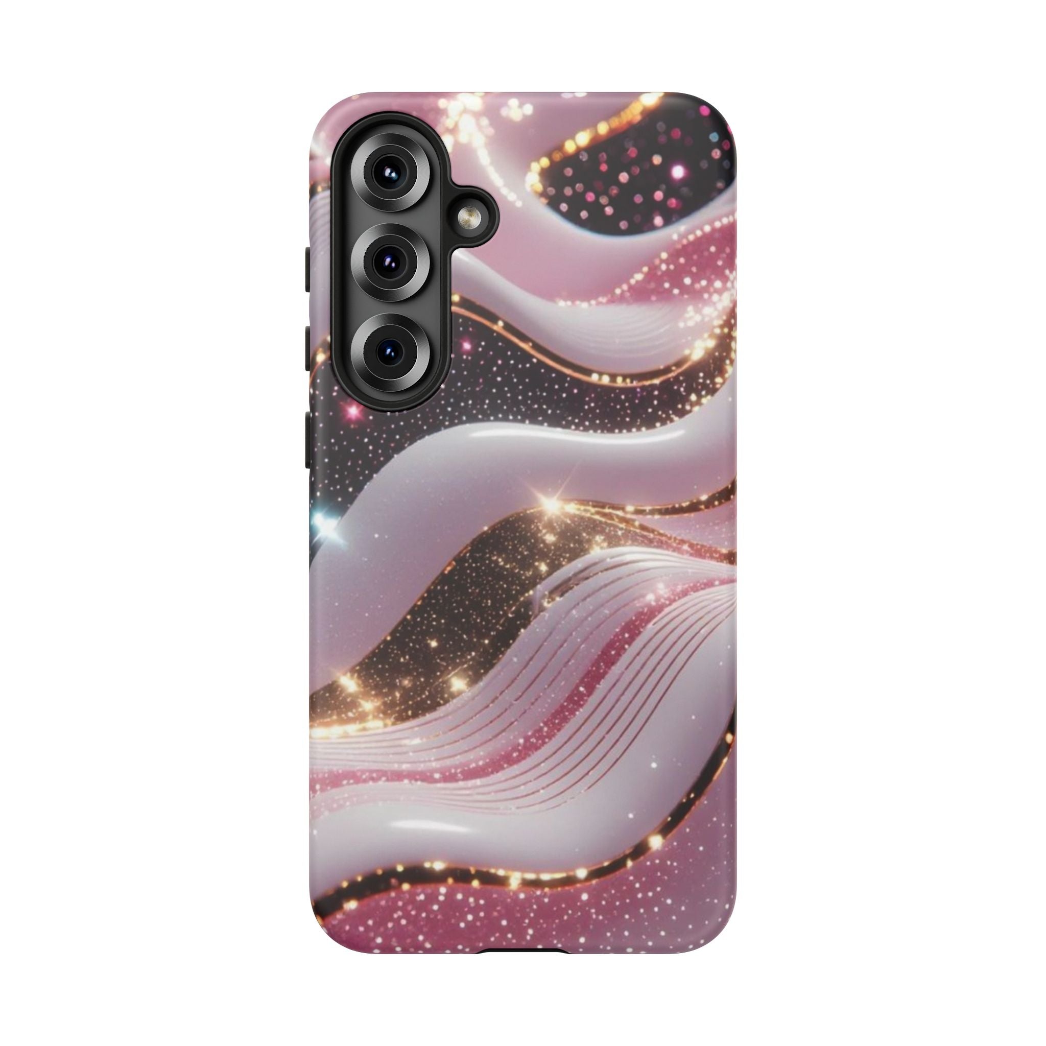 Sparkling Pink Wave Phone Case — Glitter Marble Protective Cover