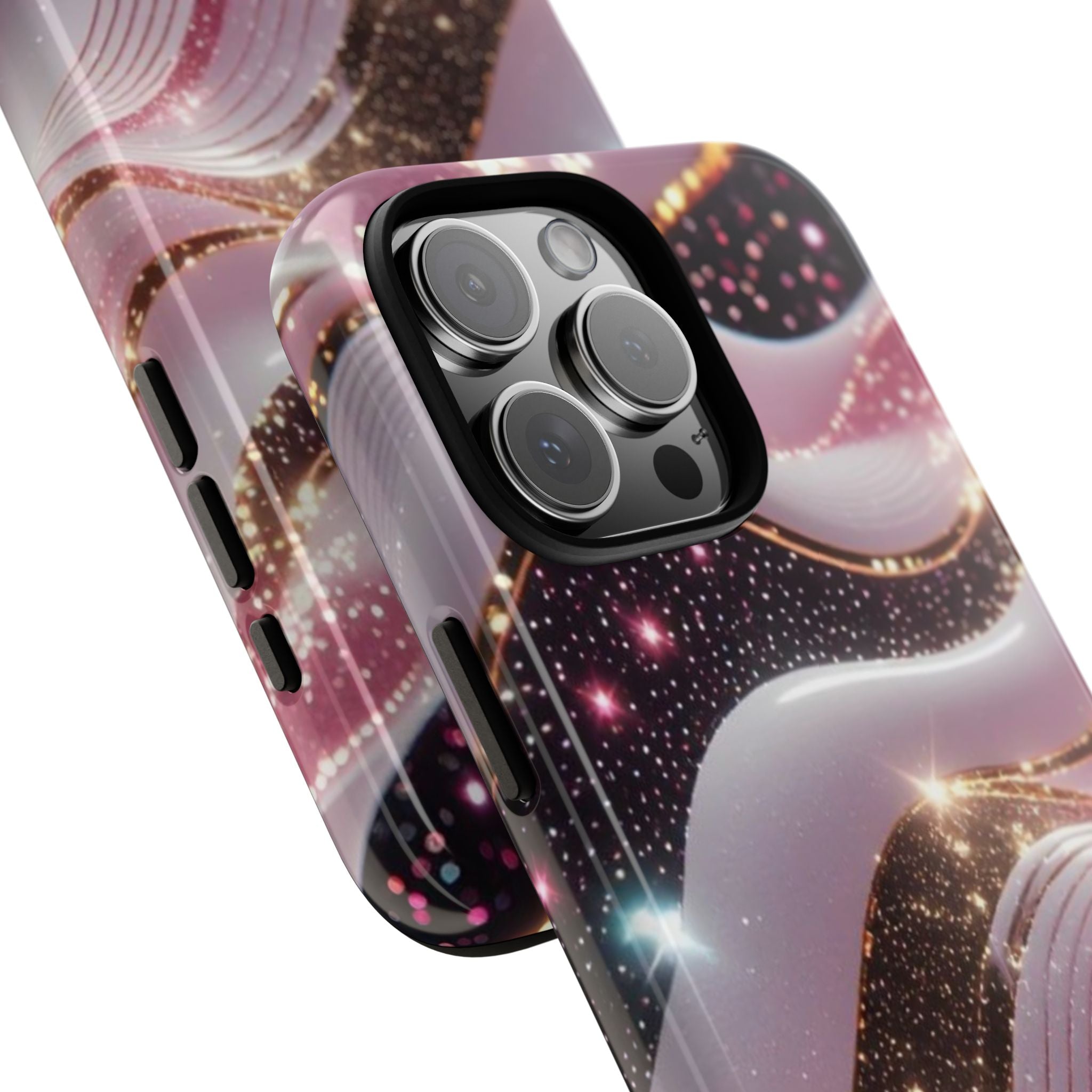 Sparkling Pink Wave Phone Case — Glitter Marble Protective Cover