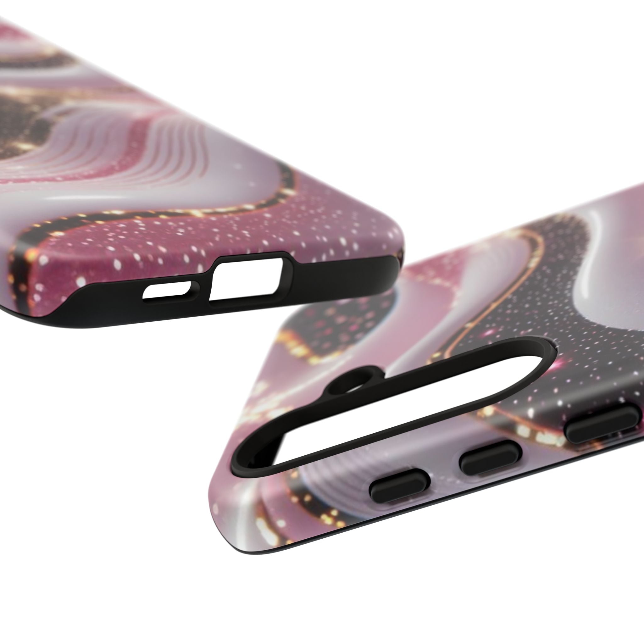 Sparkling Pink Wave Phone Case — Glitter Marble Protective Cover