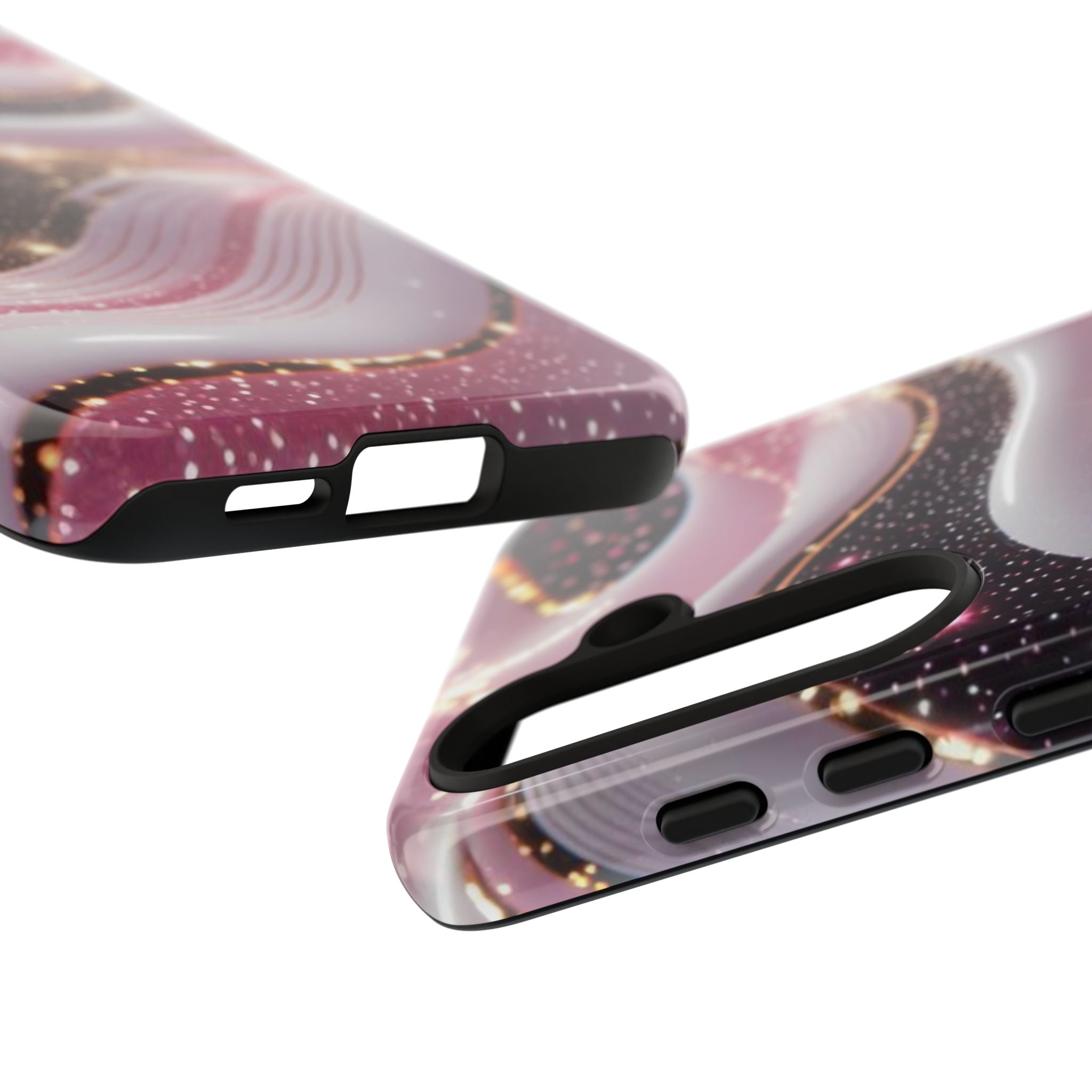Sparkling Pink Wave Phone Case — Glitter Marble Protective Cover