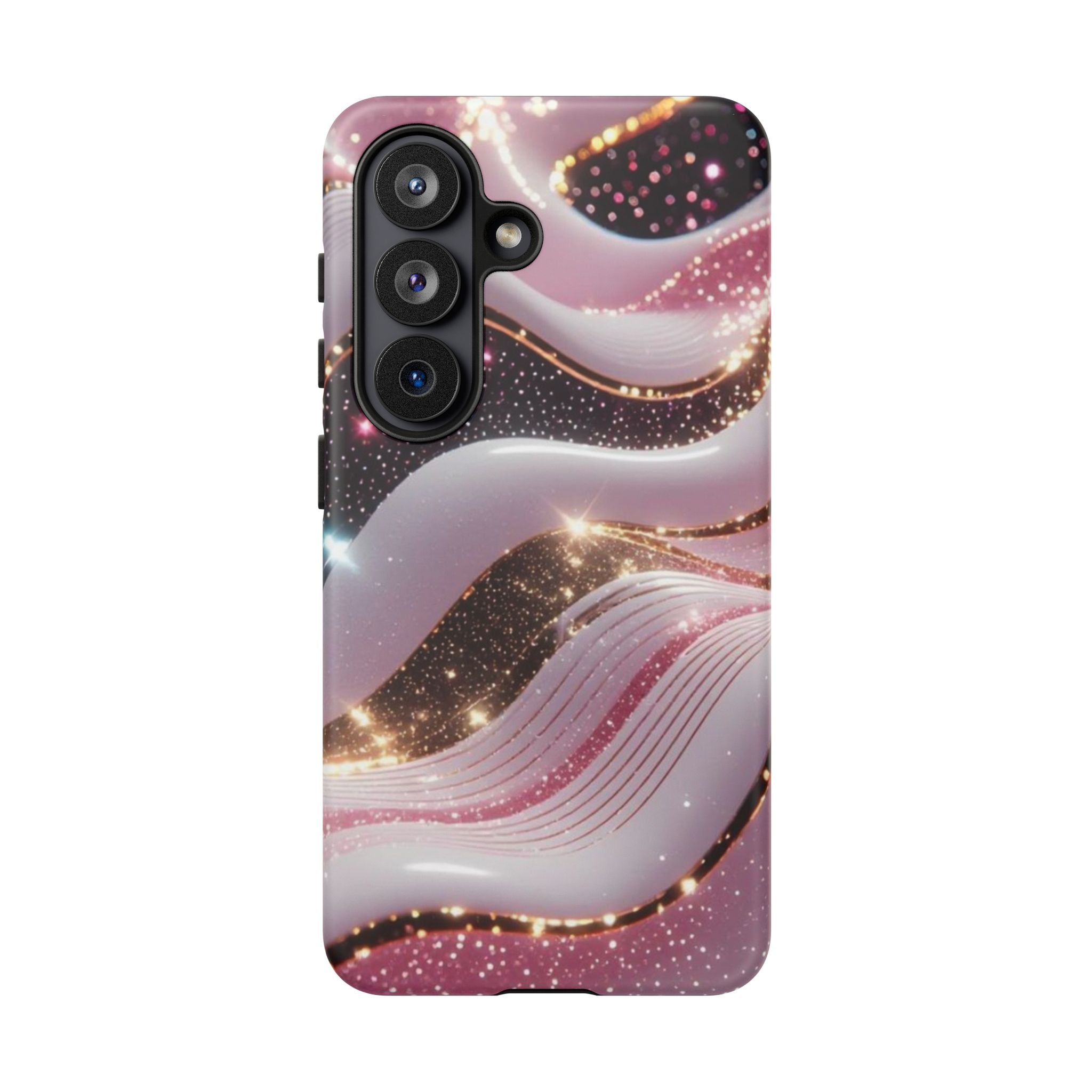 Sparkling Pink Wave Phone Case — Glitter Marble Protective Cover