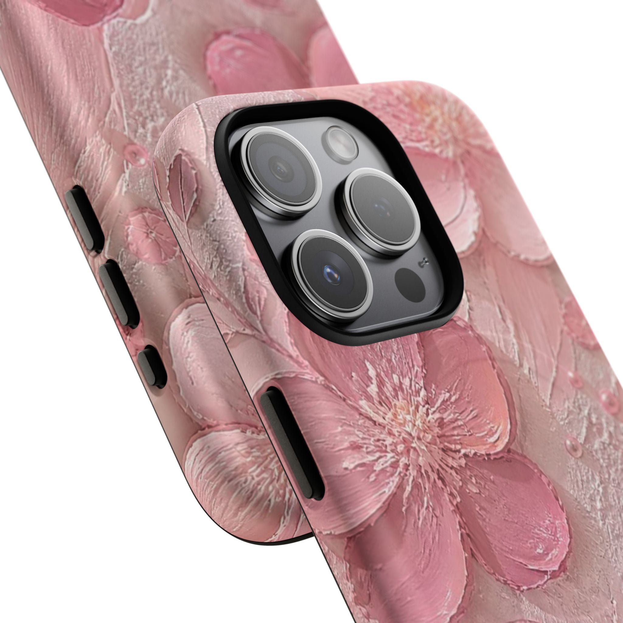 Pink Floral Tough Magnetic Phone Case — 3D Blossom Protective Cover