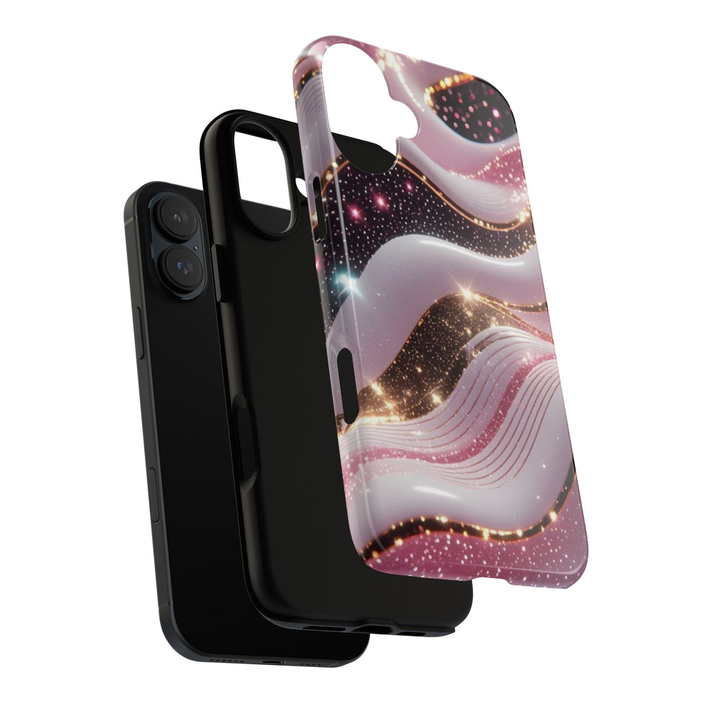 Sparkling Pink Wave Phone Case — Glitter Marble Protective Cover
