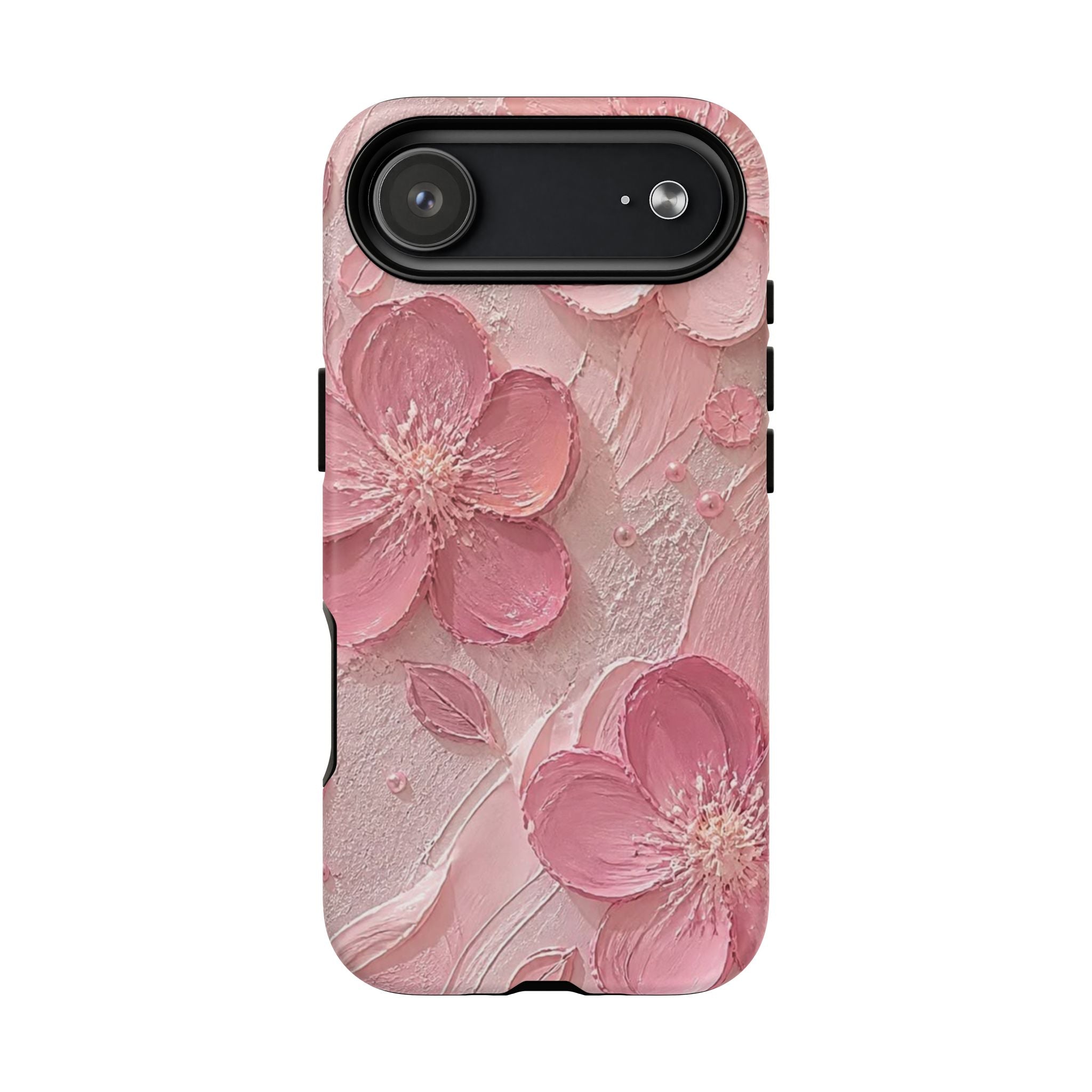 Pink Floral Tough Magnetic Phone Case — 3D Blossom Protective Cover