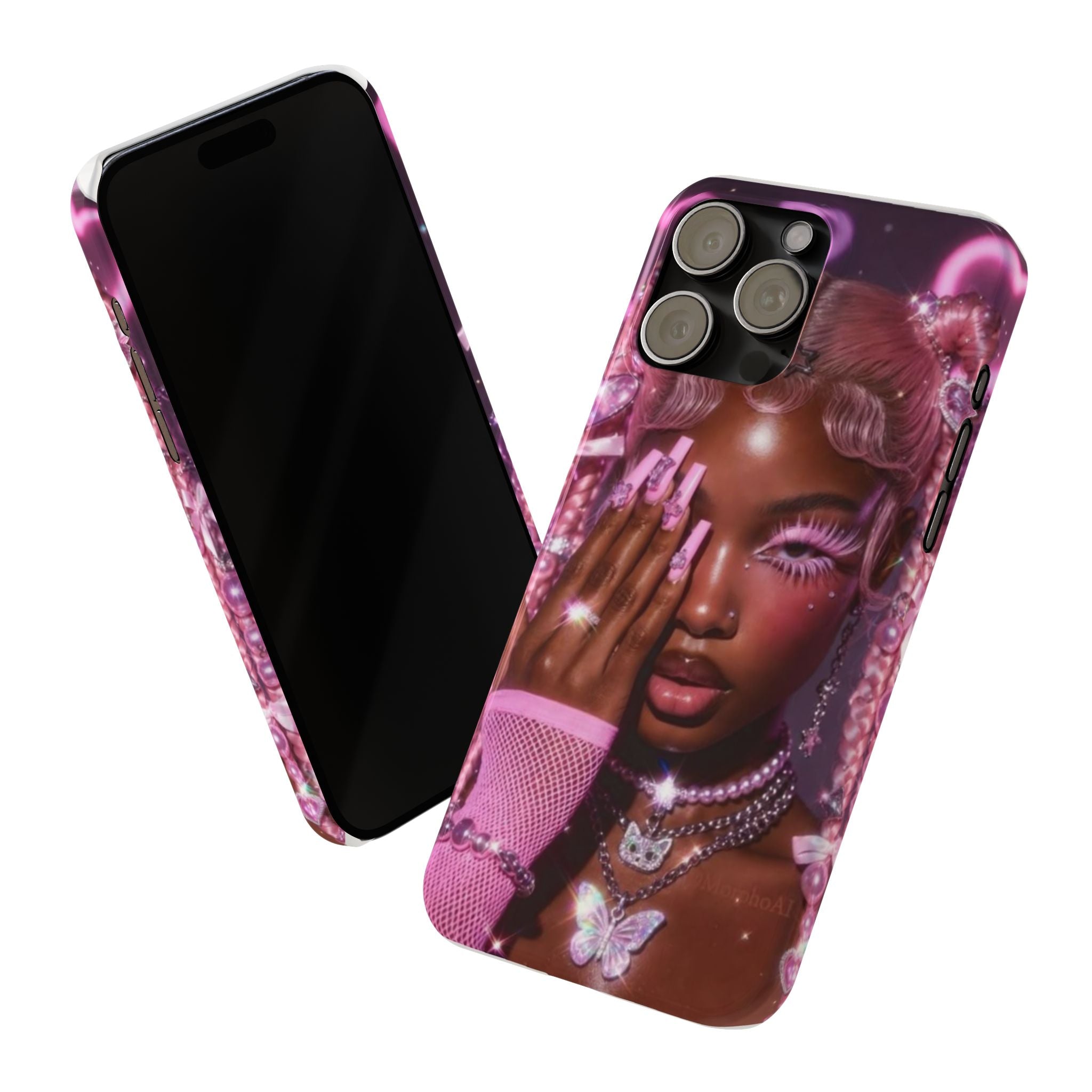 Pink Glam Slim Phone Case — Butterfly Jewels Fashion iPhone Cover