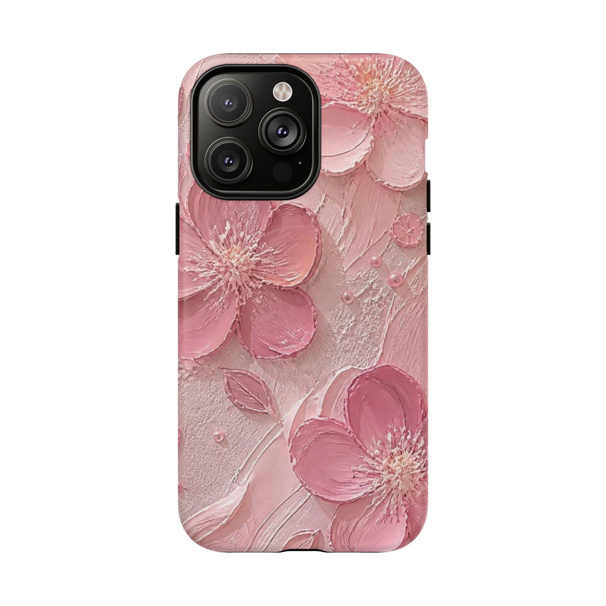 Pink Floral Tough Magnetic Phone Case — 3D Blossom Protective Cover