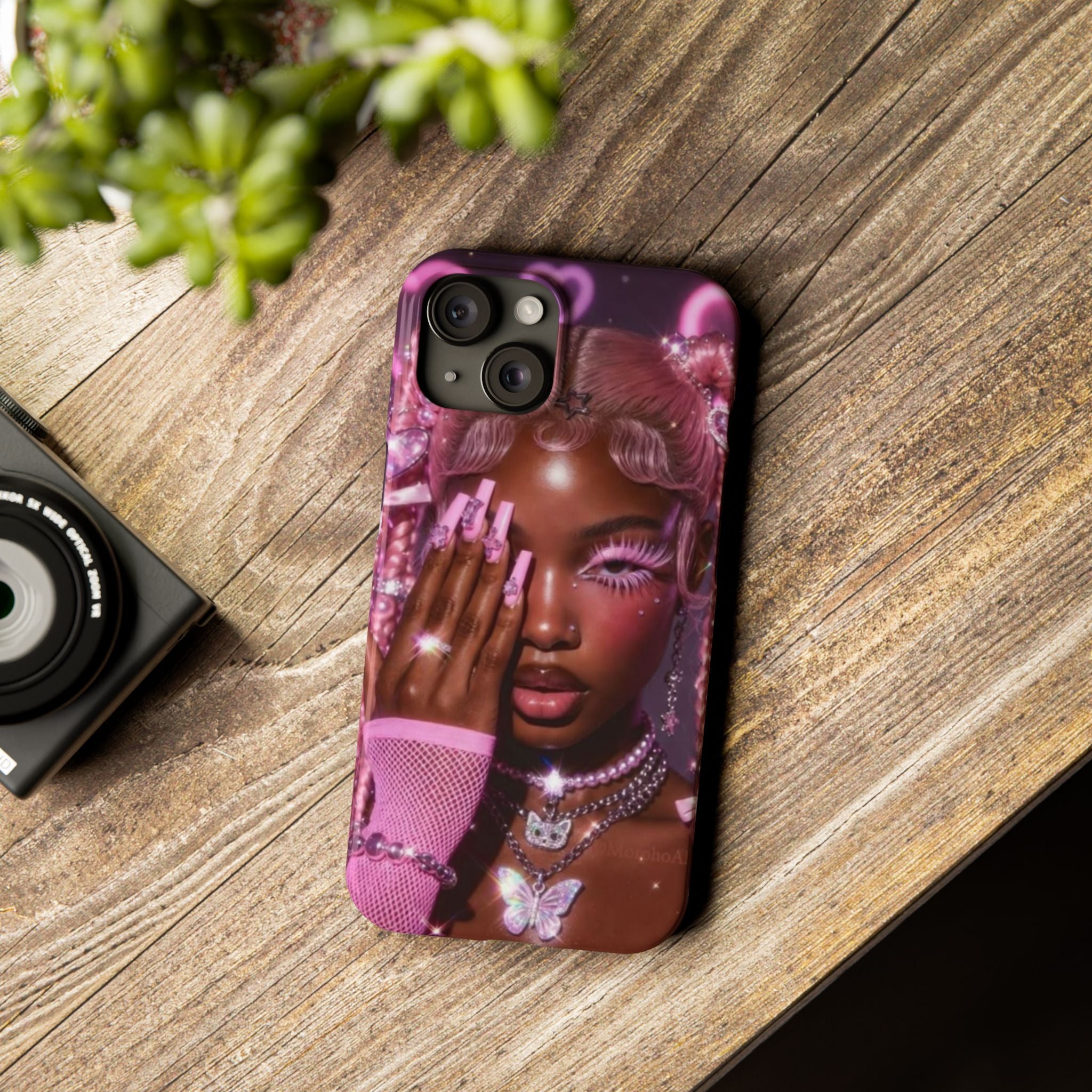 Pink Glam Slim Phone Case — Butterfly Jewels Fashion iPhone Cover