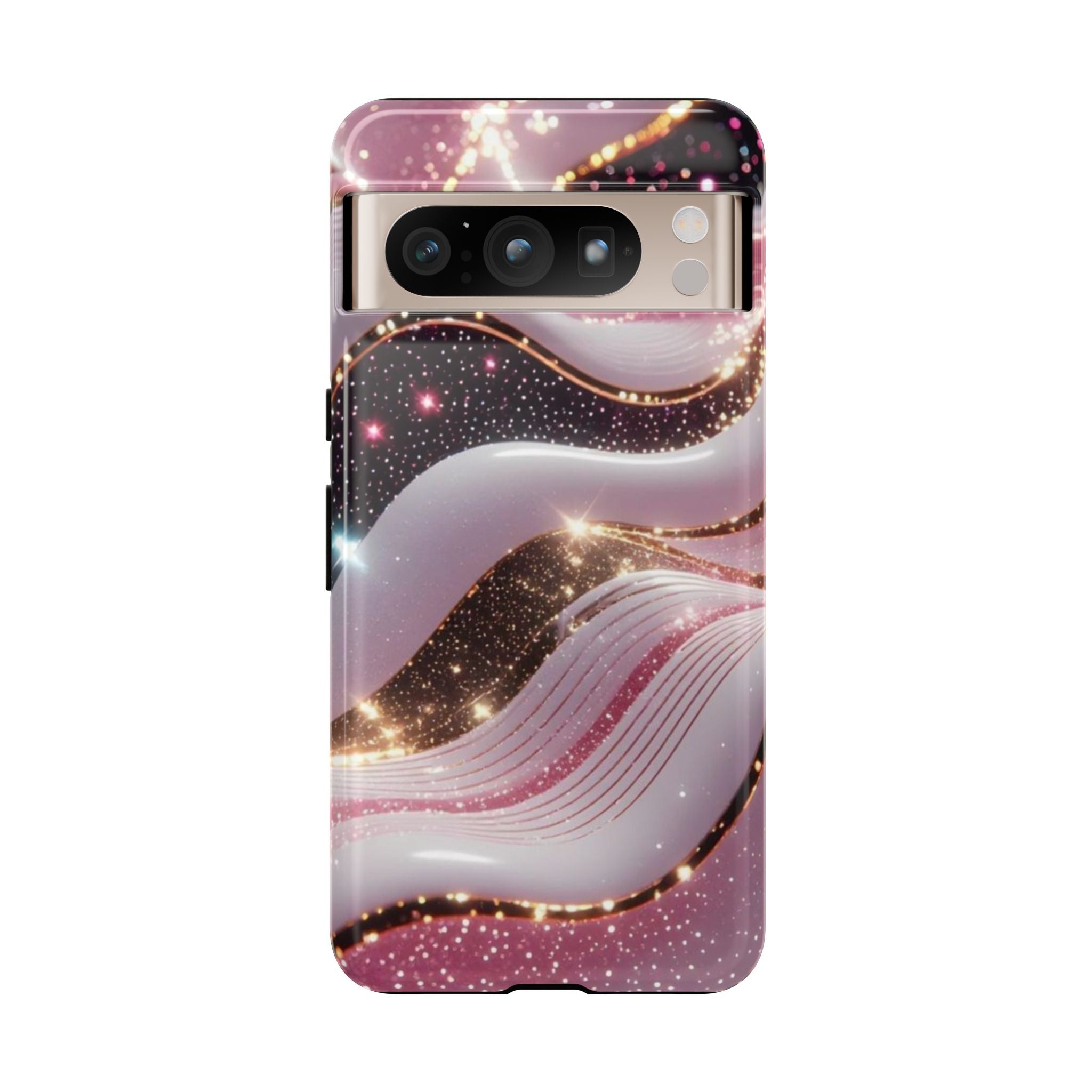 Sparkling Pink Wave Phone Case — Glitter Marble Protective Cover