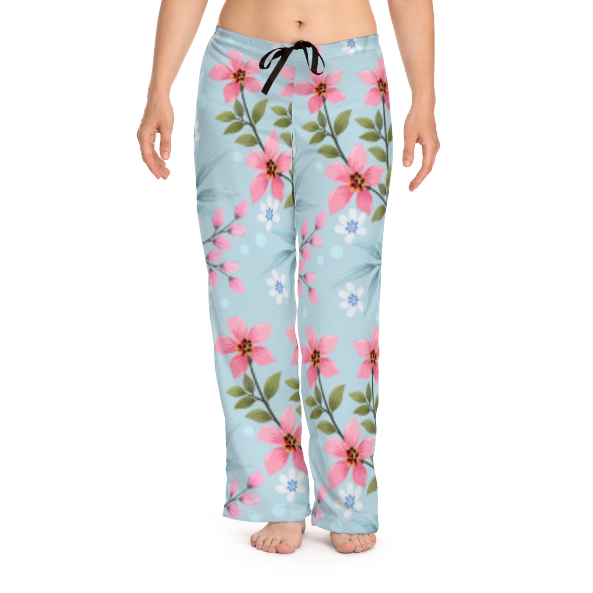Floral Dream Women's Pajama Pants — Pastel Pink & Blue Lounge Sleepwear