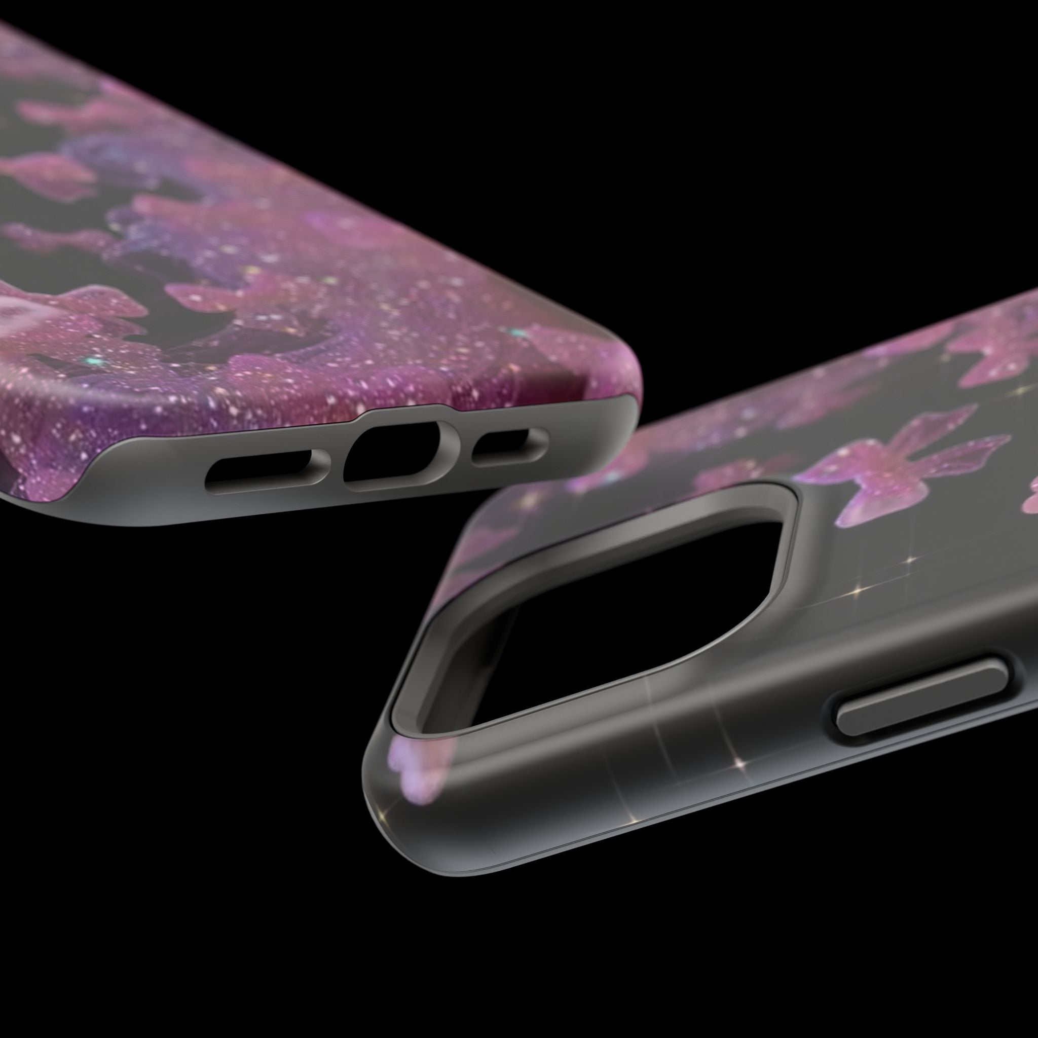 Galaxy Pink Butterflies Phone Case — Magnetic Impact-Resistant