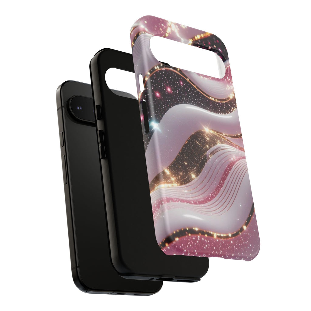 Sparkling Pink Wave Phone Case — Glitter Marble Protective Cover