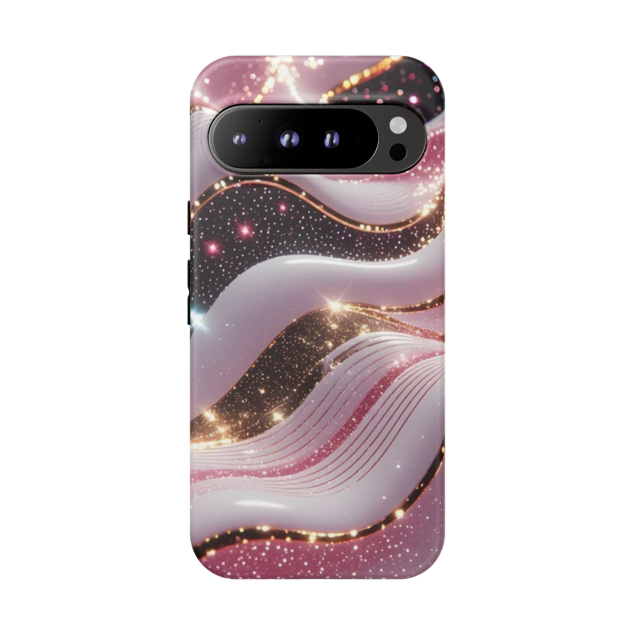 Sparkling Pink Wave Phone Case — Glitter Marble Protective Cover