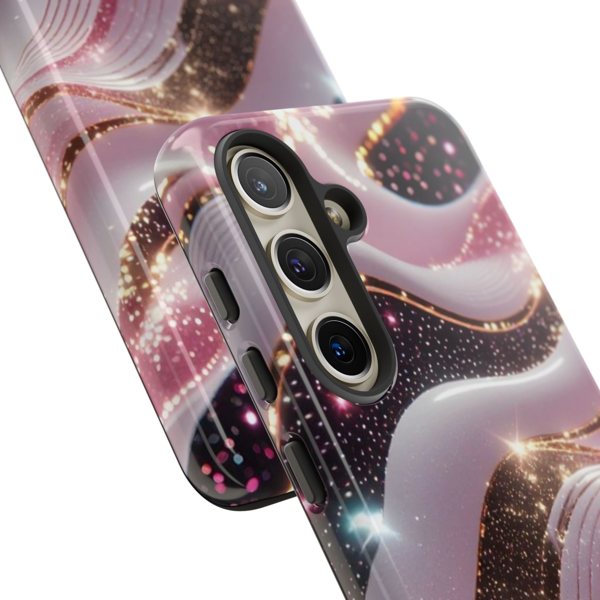 Sparkling Pink Wave Phone Case — Glitter Marble Protective Cover
