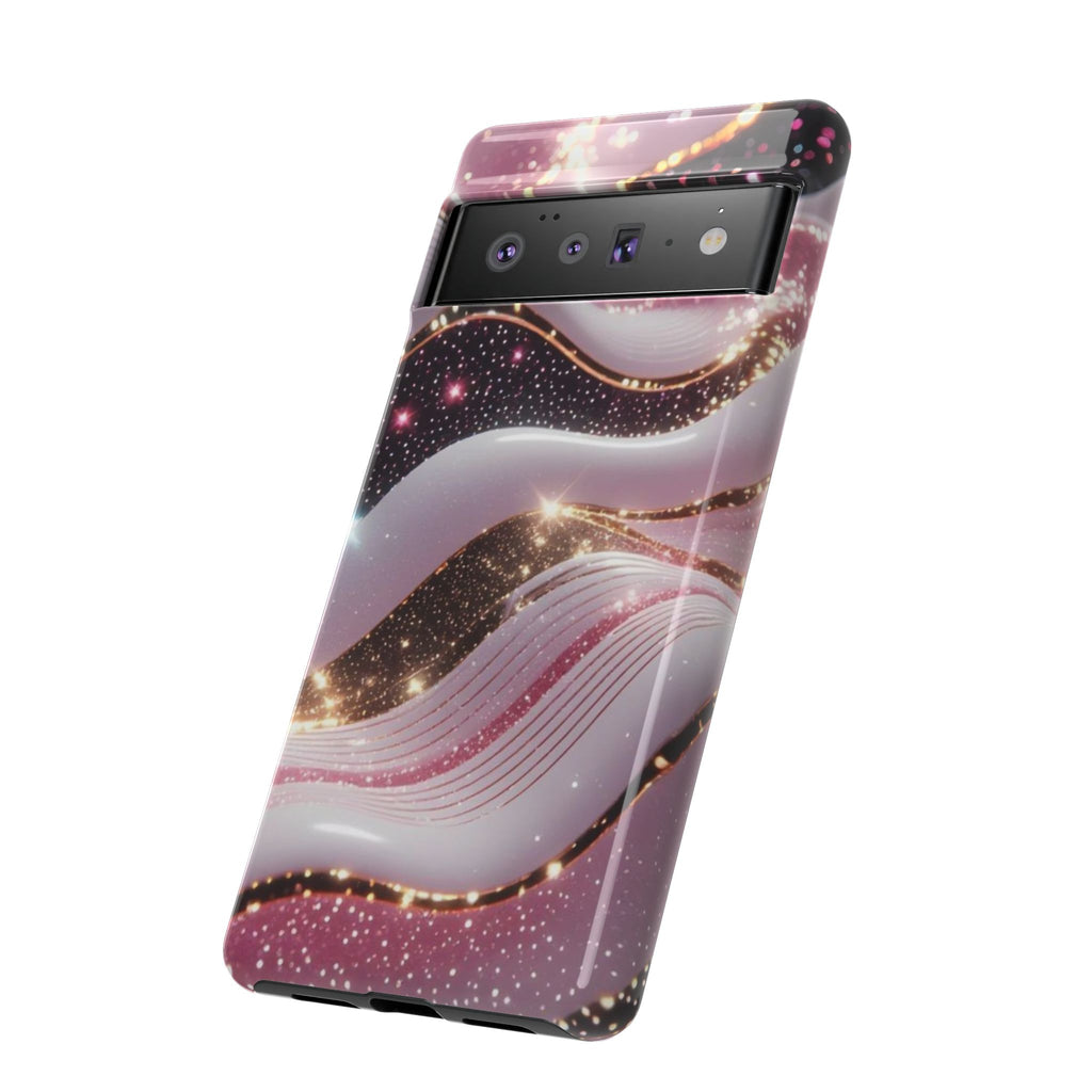 Sparkling Pink Wave Phone Case — Glitter Marble Protective Cover