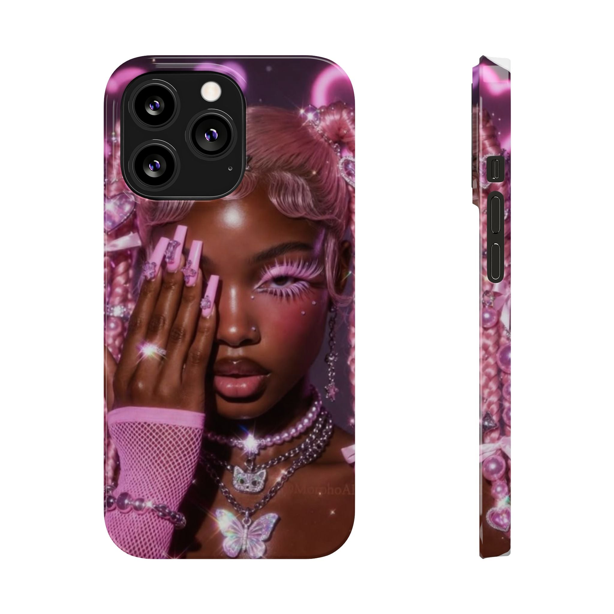 Pink Glam Slim Phone Case — Butterfly Jewels Fashion iPhone Cover