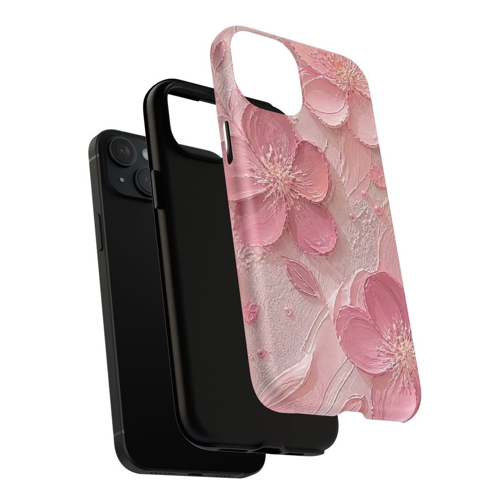 Pink Floral Tough Magnetic Phone Case — 3D Blossom Protective Cover