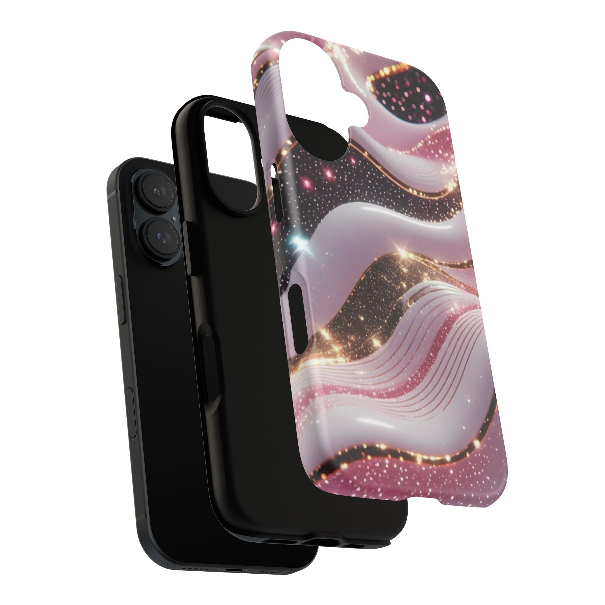 Sparkling Pink Wave Phone Case — Glitter Marble Protective Cover