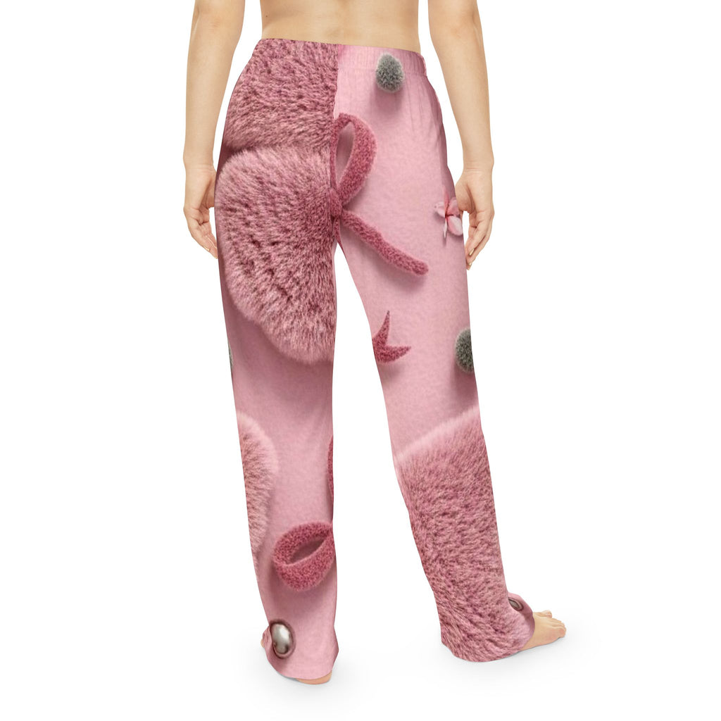 Pink Plush Heart Pajama Pants – Women's Cozy Loungewear