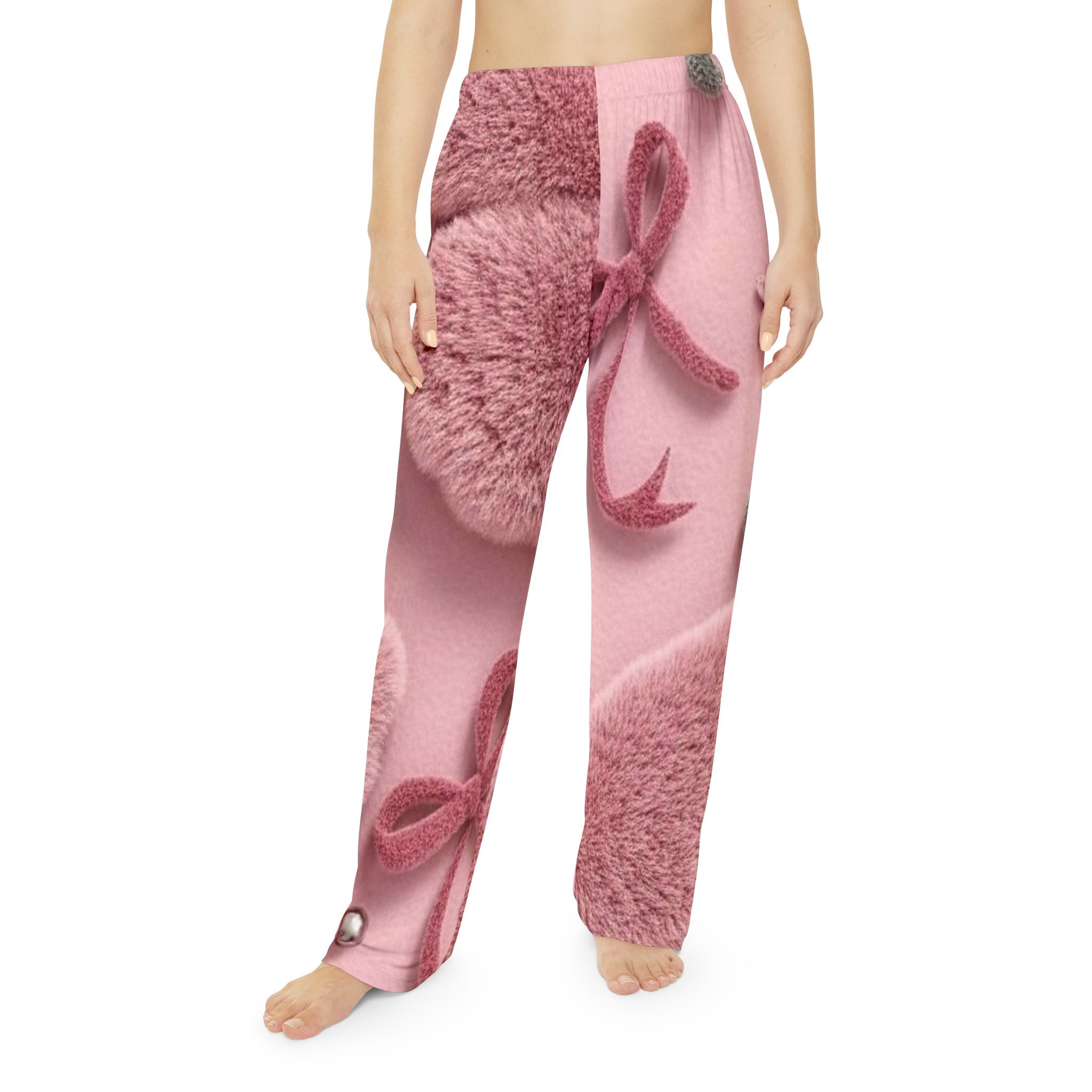Pink Plush Heart Pajama Pants – Women's Cozy Loungewear