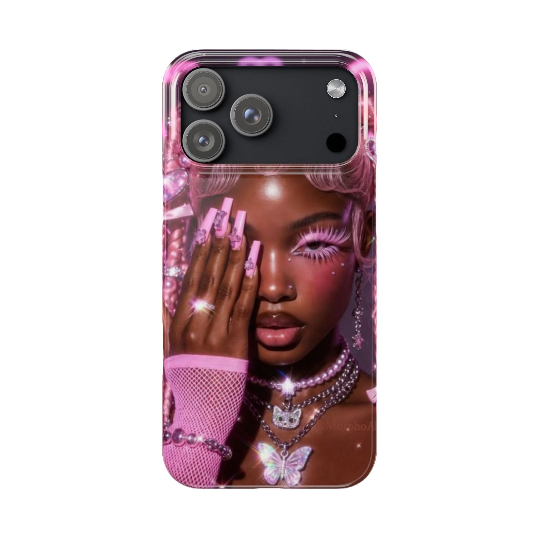 Pink Glam Slim Phone Case — Butterfly Jewels Fashion iPhone Cover