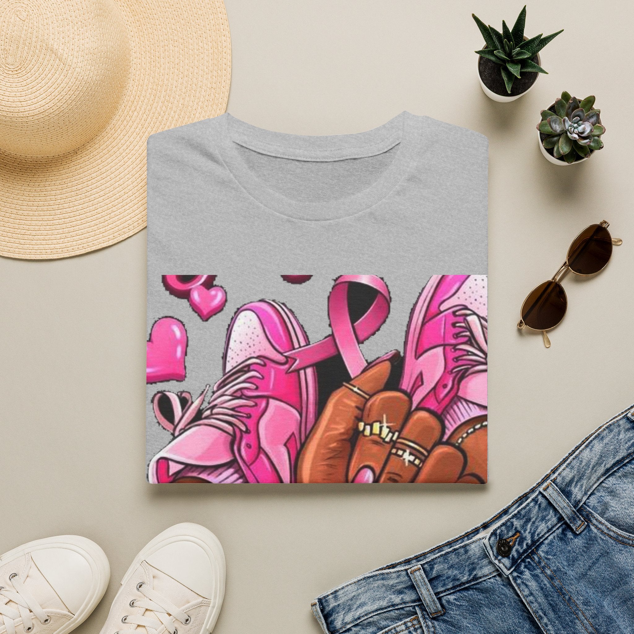 Breast Cancer Awareness Pink Ribbon Graphic T‑Shirt
