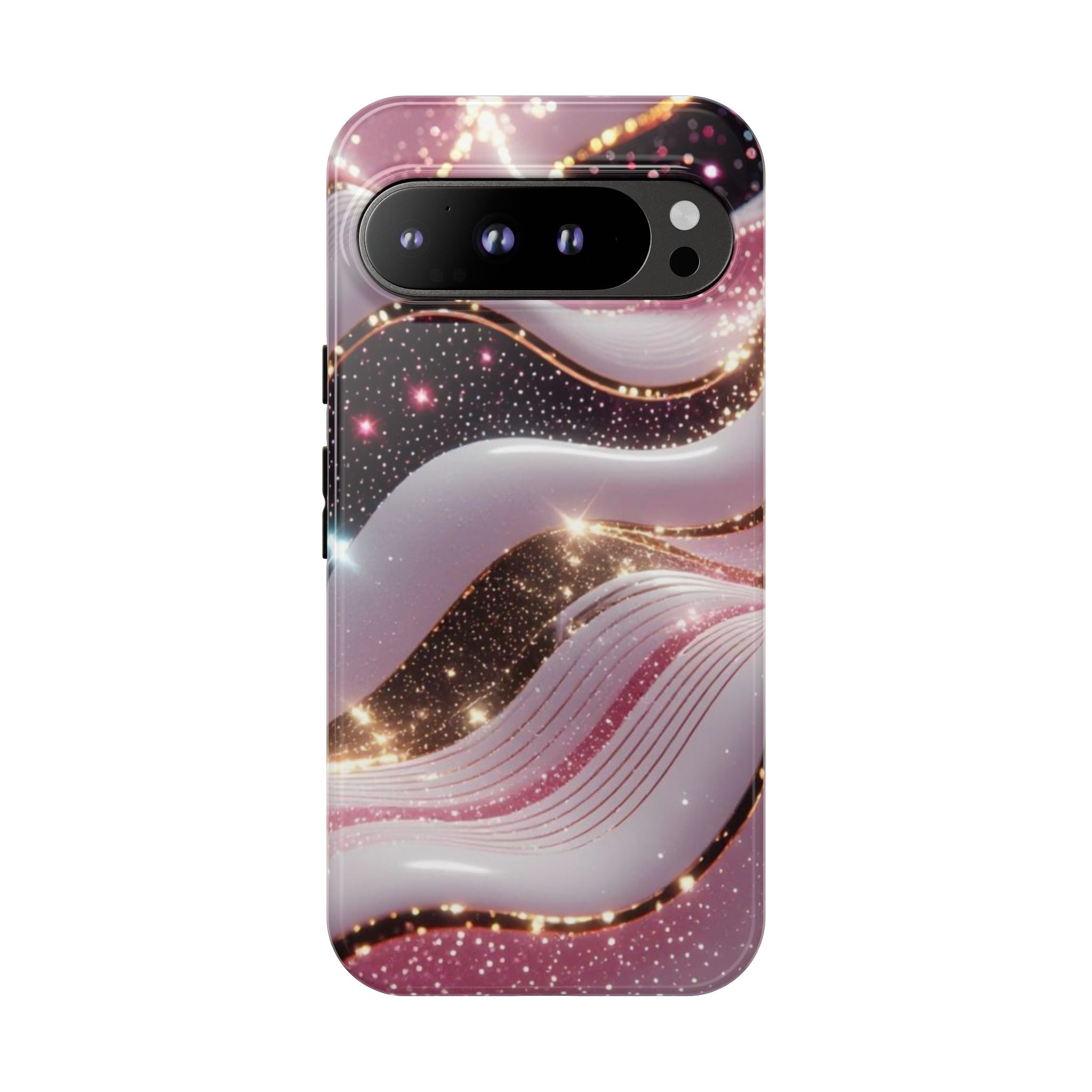 Sparkling Pink Wave Phone Case — Glitter Marble Protective Cover