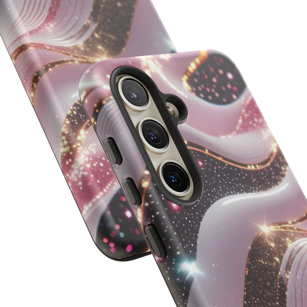 Sparkling Pink Wave Phone Case — Glitter Marble Protective Cover