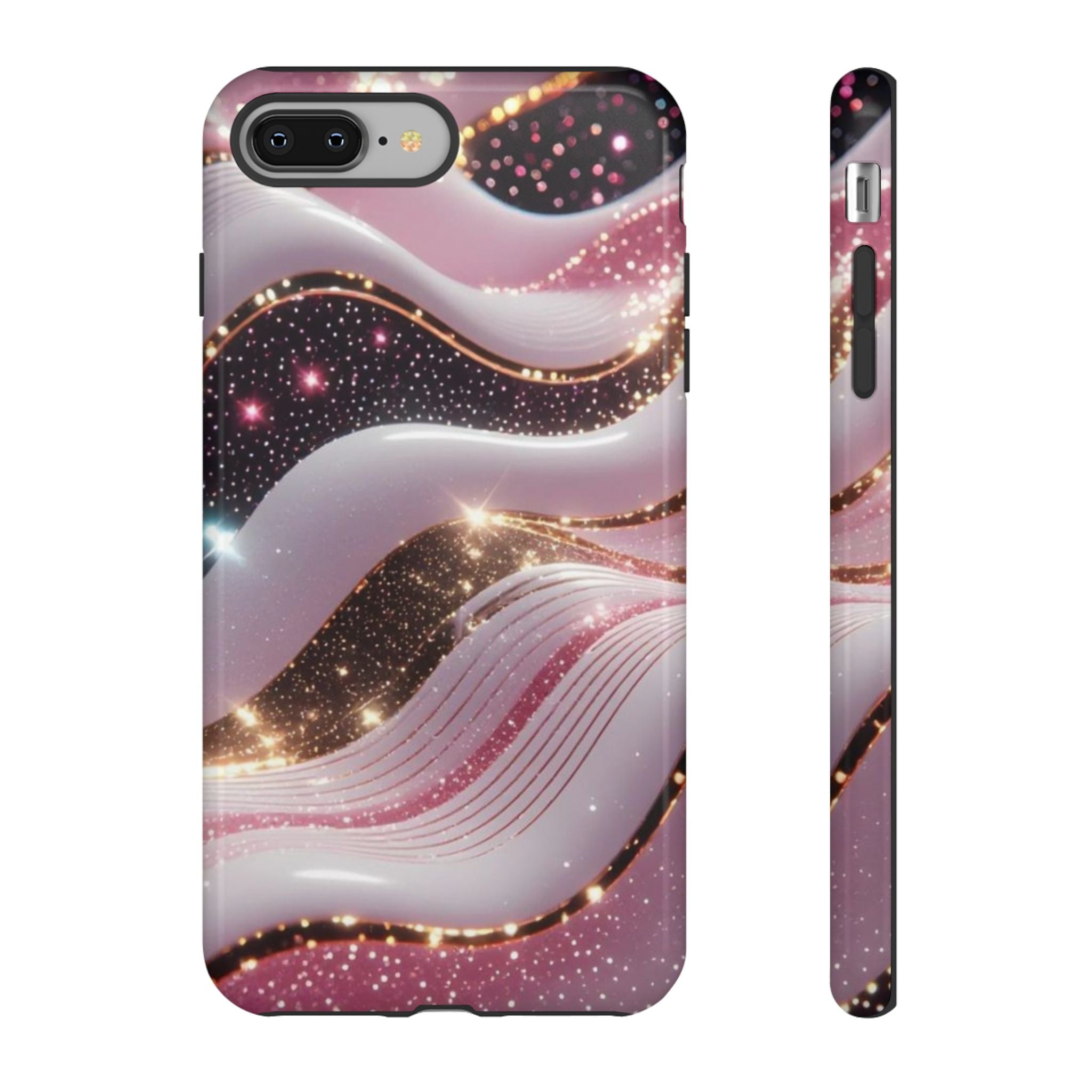 Sparkling Pink Wave Phone Case — Glitter Marble Protective Cover
