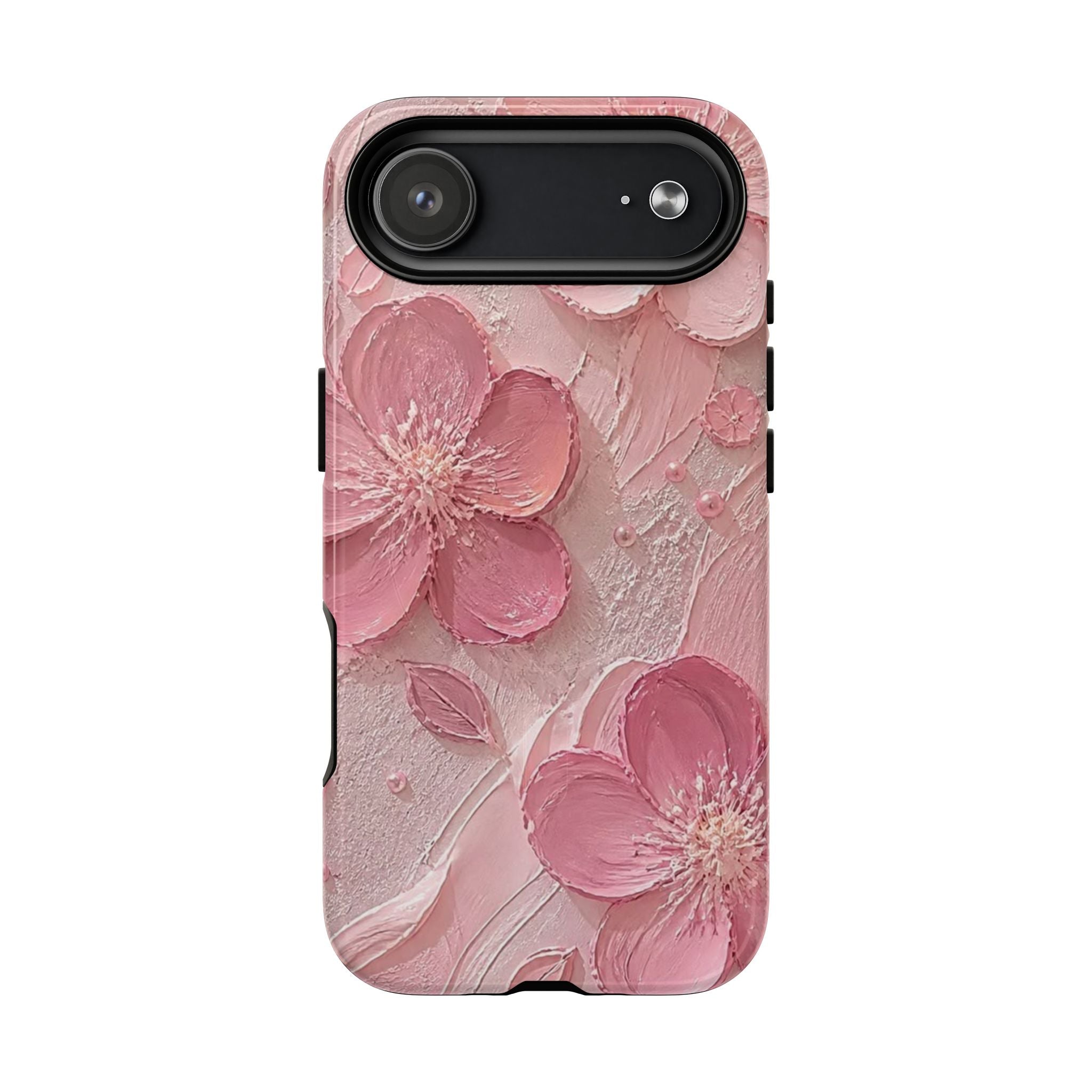 Pink Floral Tough Magnetic Phone Case — 3D Blossom Protective Cover