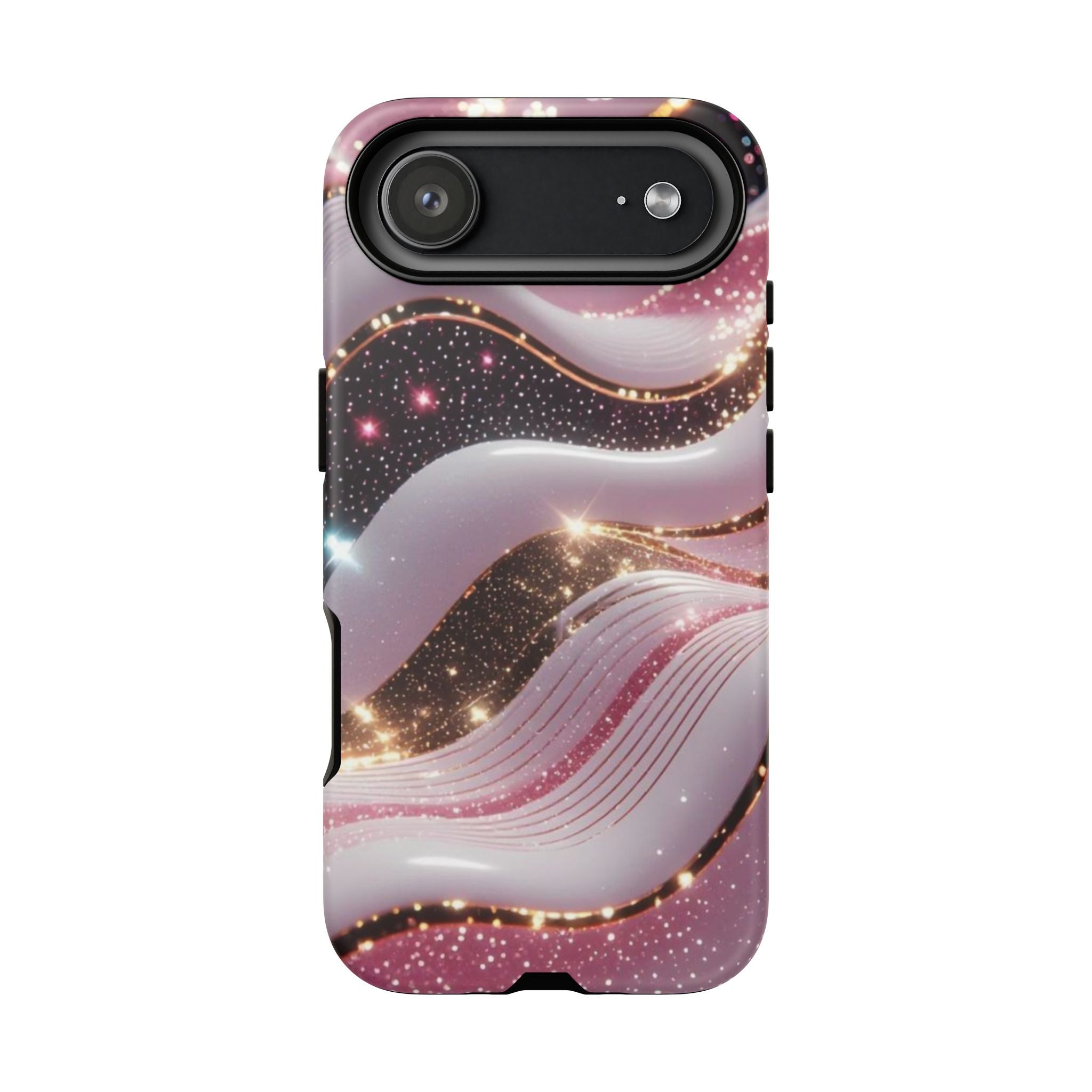 Sparkling Pink Wave Phone Case — Glitter Marble Protective Cover