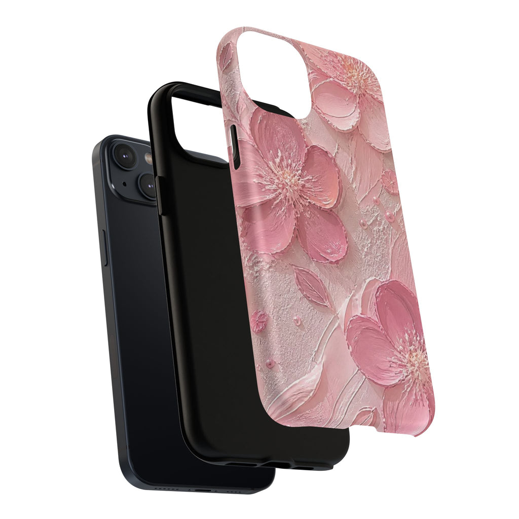 Pink Floral Tough Magnetic Phone Case — 3D Blossom Protective Cover