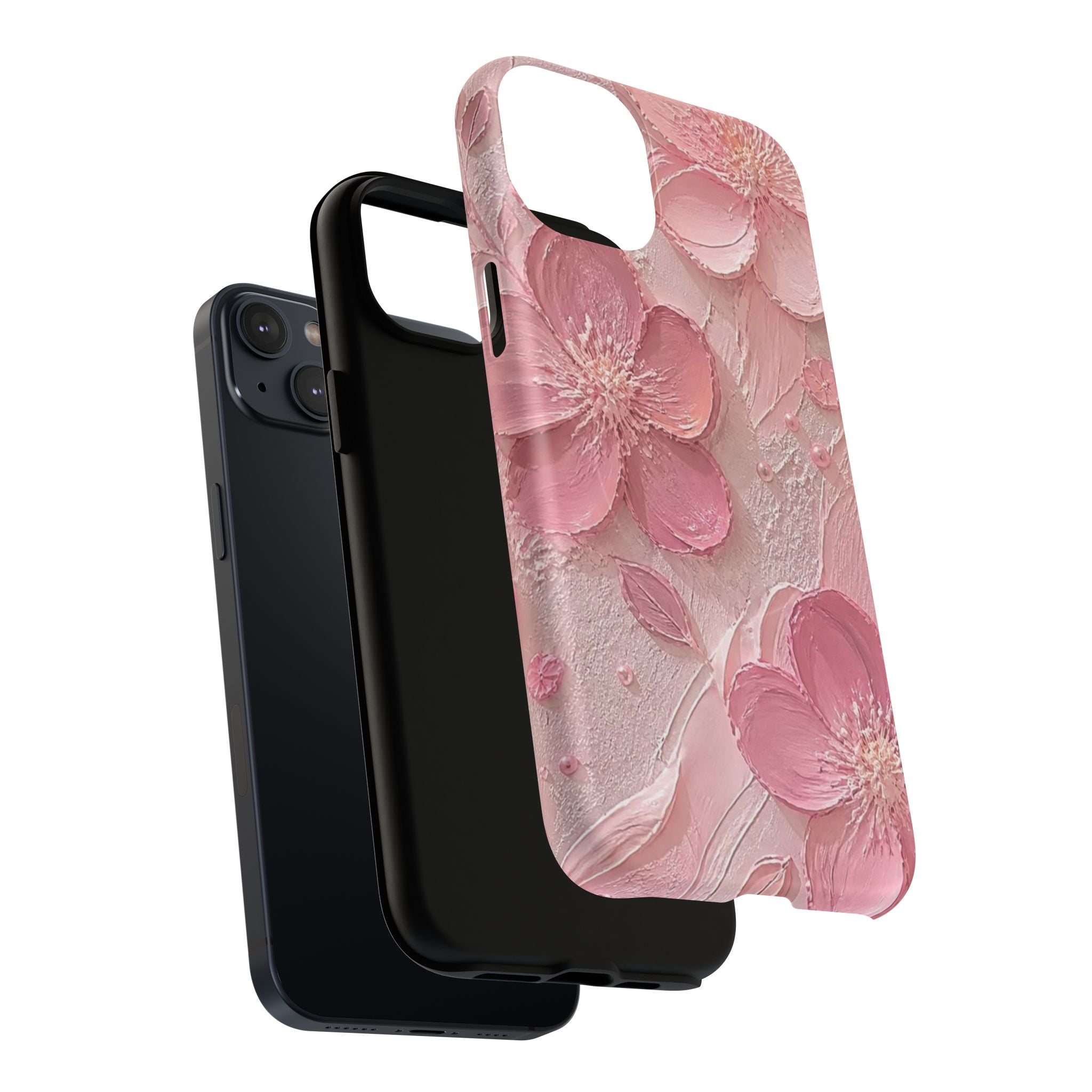 Pink Floral Tough Magnetic Phone Case — 3D Blossom Protective Cover
