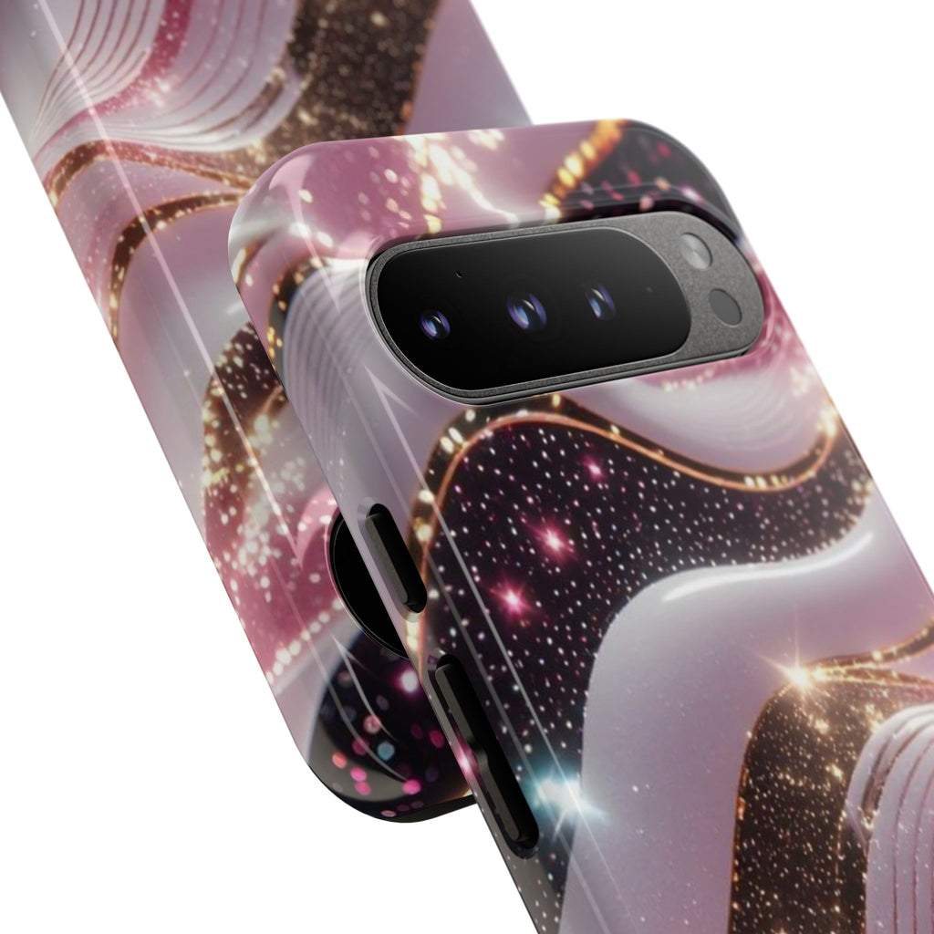 Sparkling Pink Wave Phone Case — Glitter Marble Protective Cover