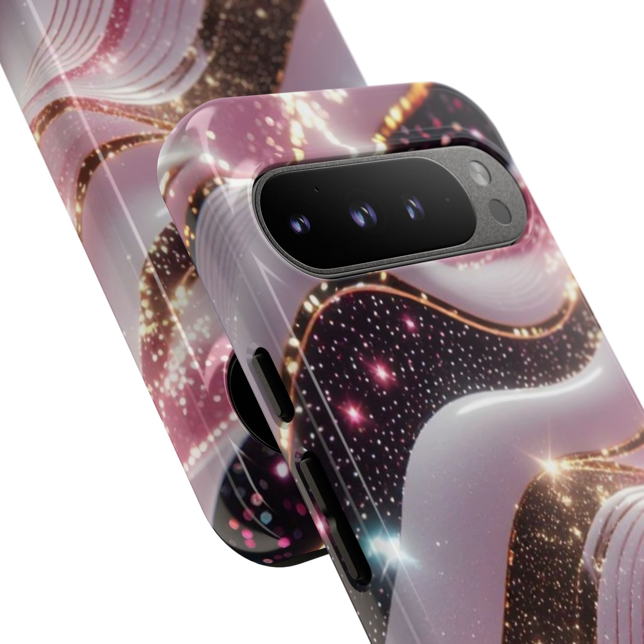Sparkling Pink Wave Phone Case — Glitter Marble Protective Cover