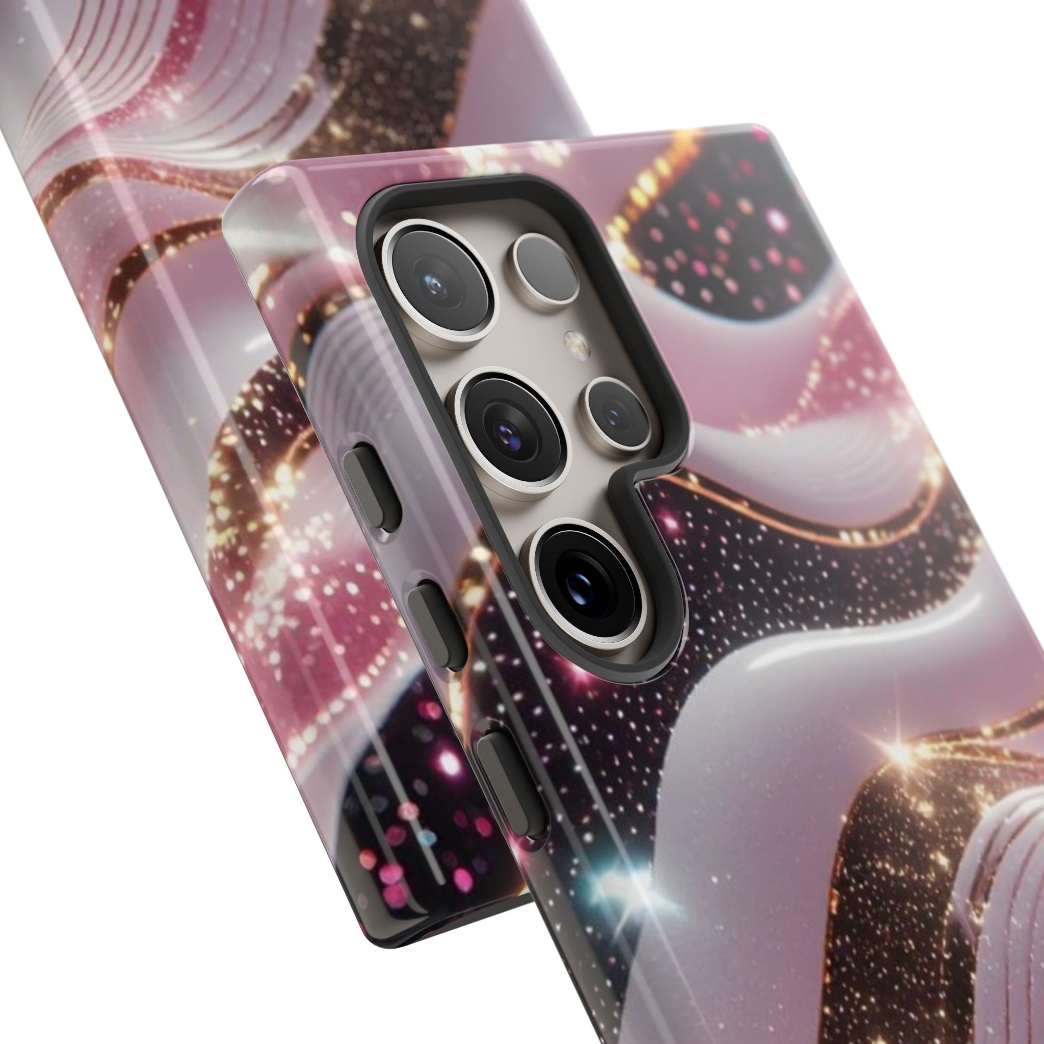 Sparkling Pink Wave Phone Case — Glitter Marble Protective Cover