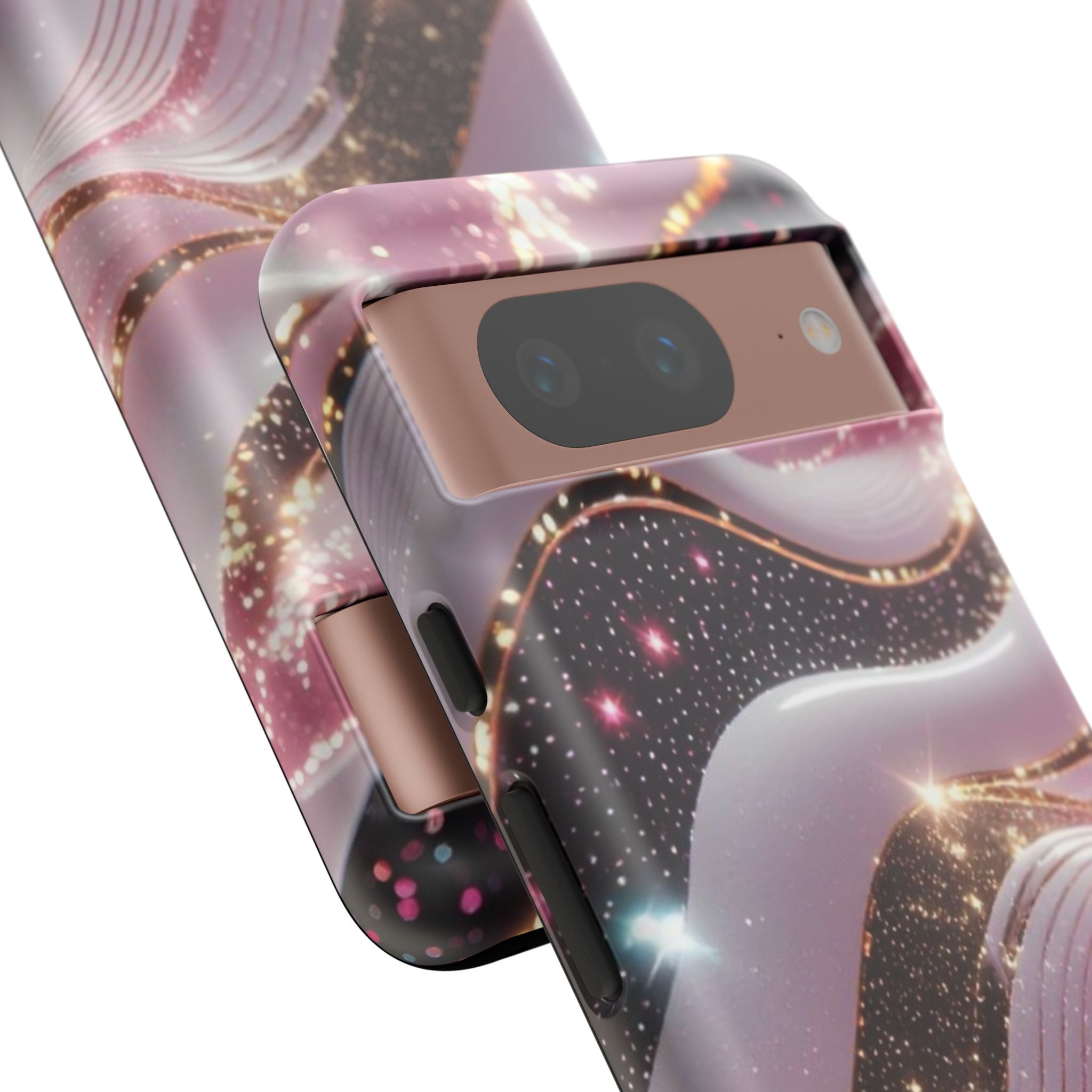 Sparkling Pink Wave Phone Case — Glitter Marble Protective Cover