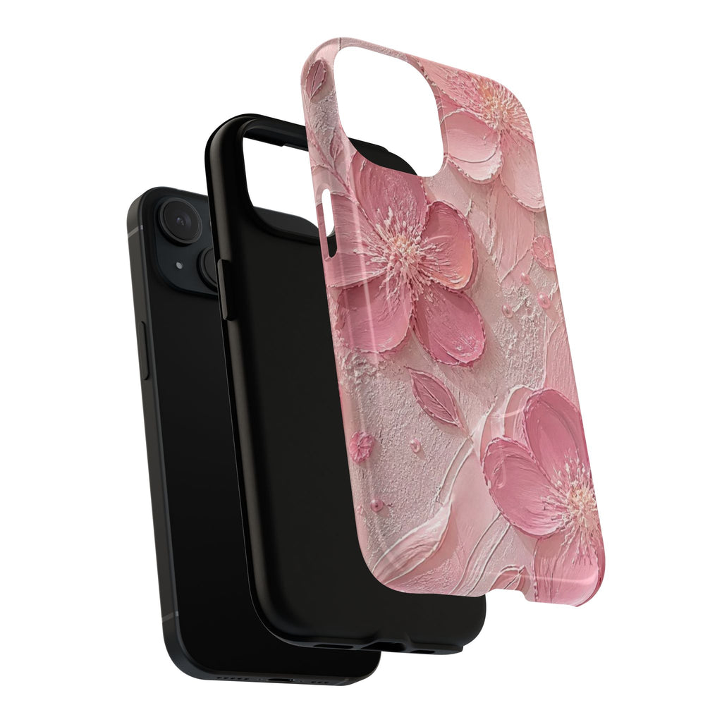 Pink Floral Tough Magnetic Phone Case — 3D Blossom Protective Cover