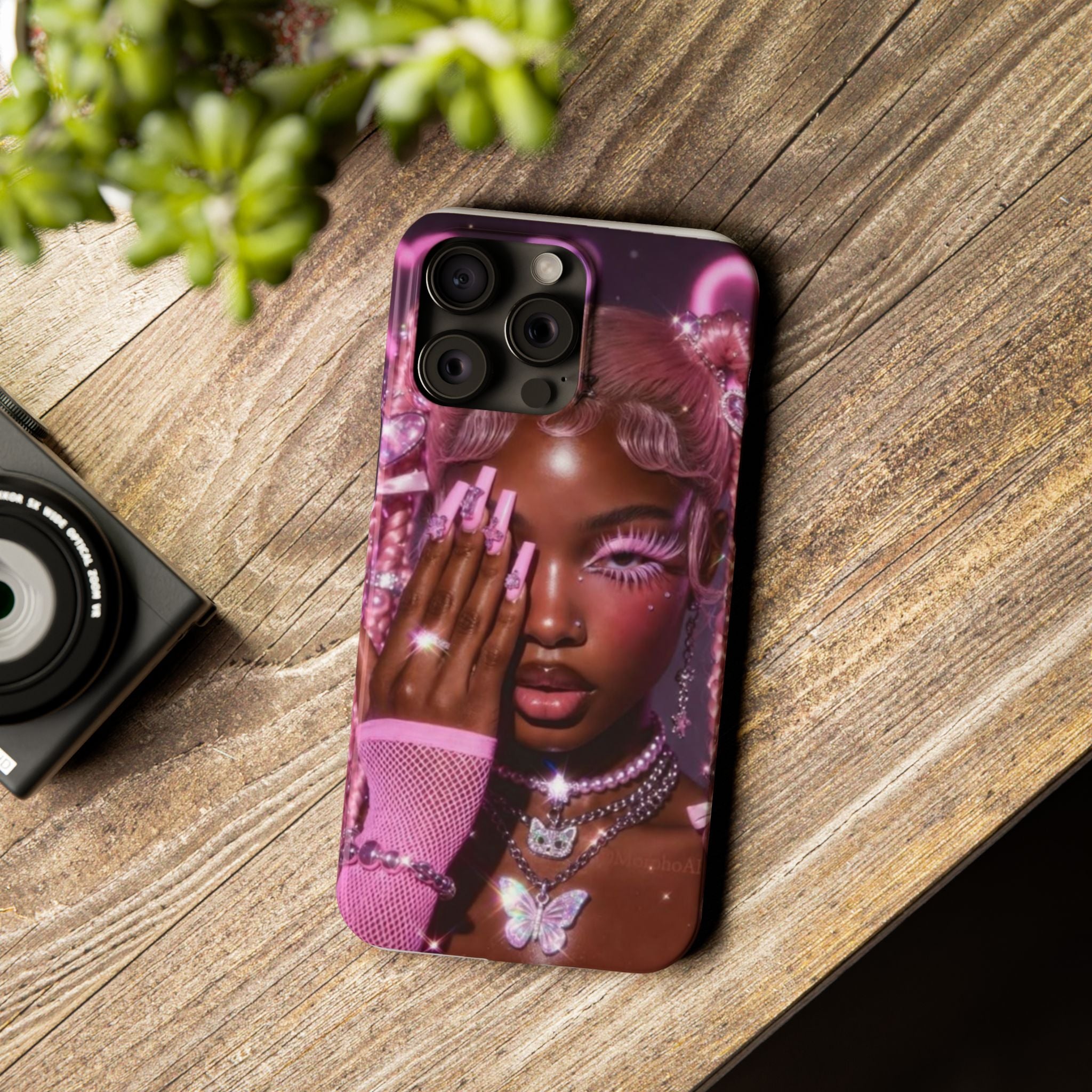 Pink Glam Slim Phone Case — Butterfly Jewels Fashion iPhone Cover