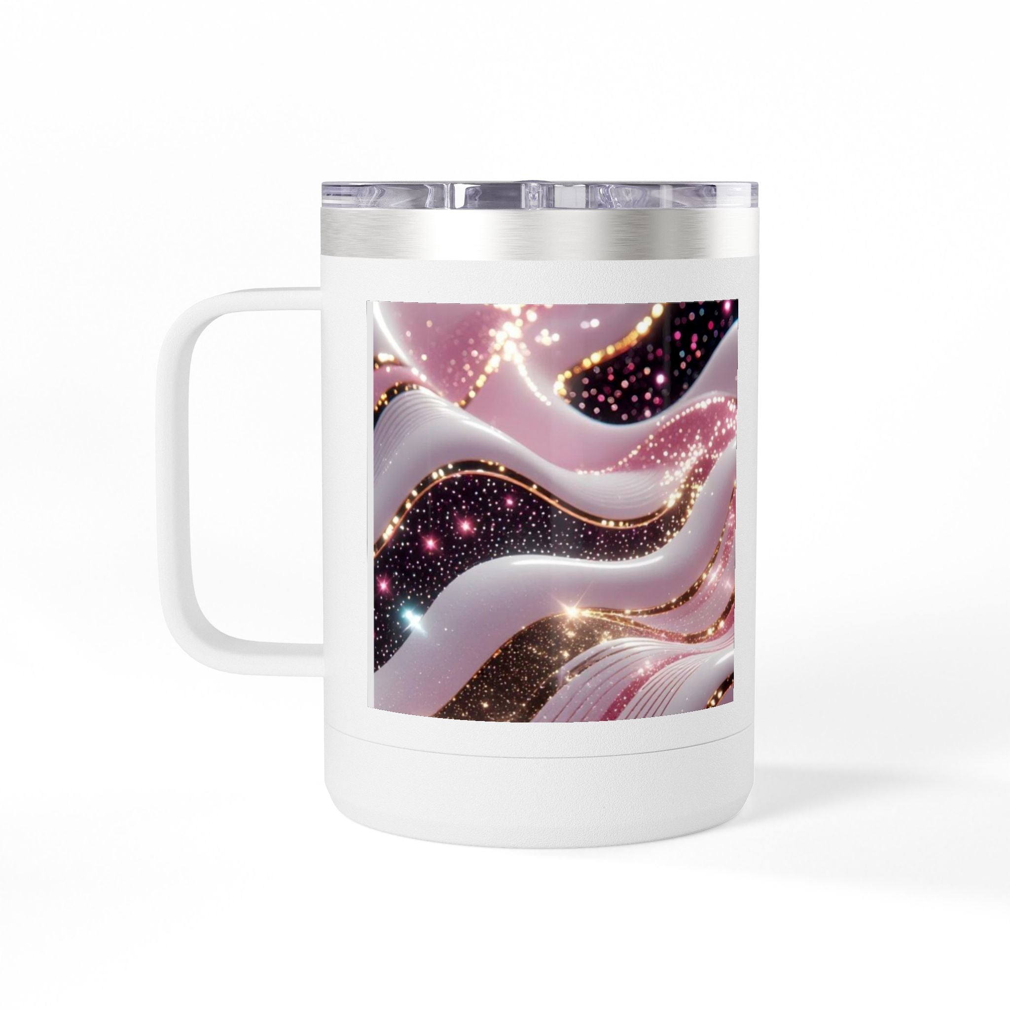 15oz Pink Marble Sparkle Tumbler Mug