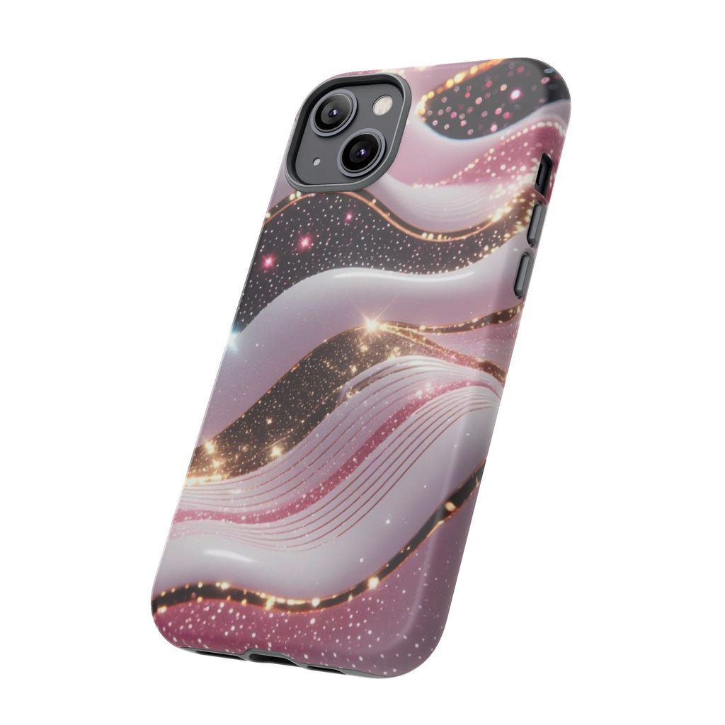 Sparkling Pink Wave Phone Case — Glitter Marble Protective Cover