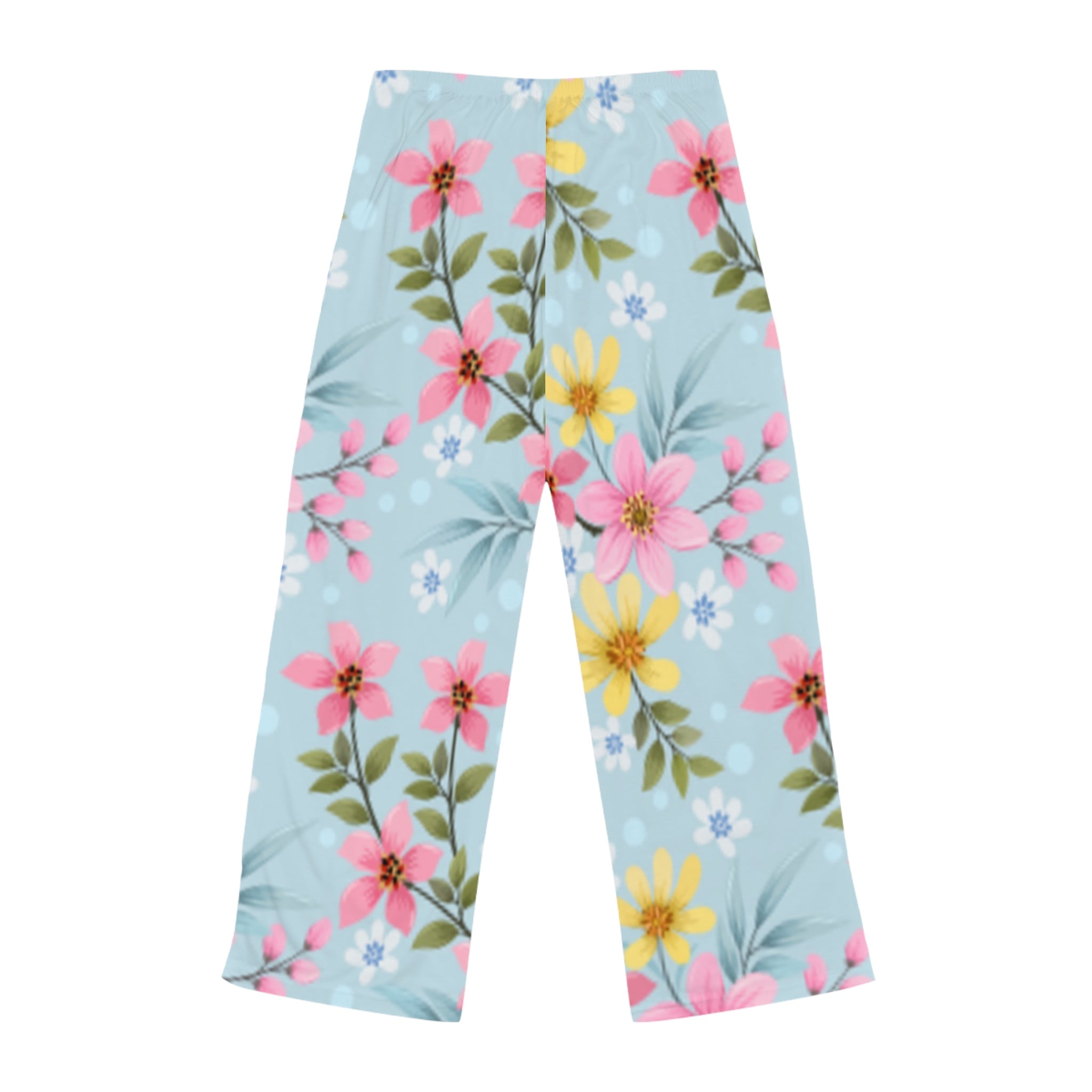 Floral Dream Women's Pajama Pants — Pastel Pink & Blue Lounge Sleepwear