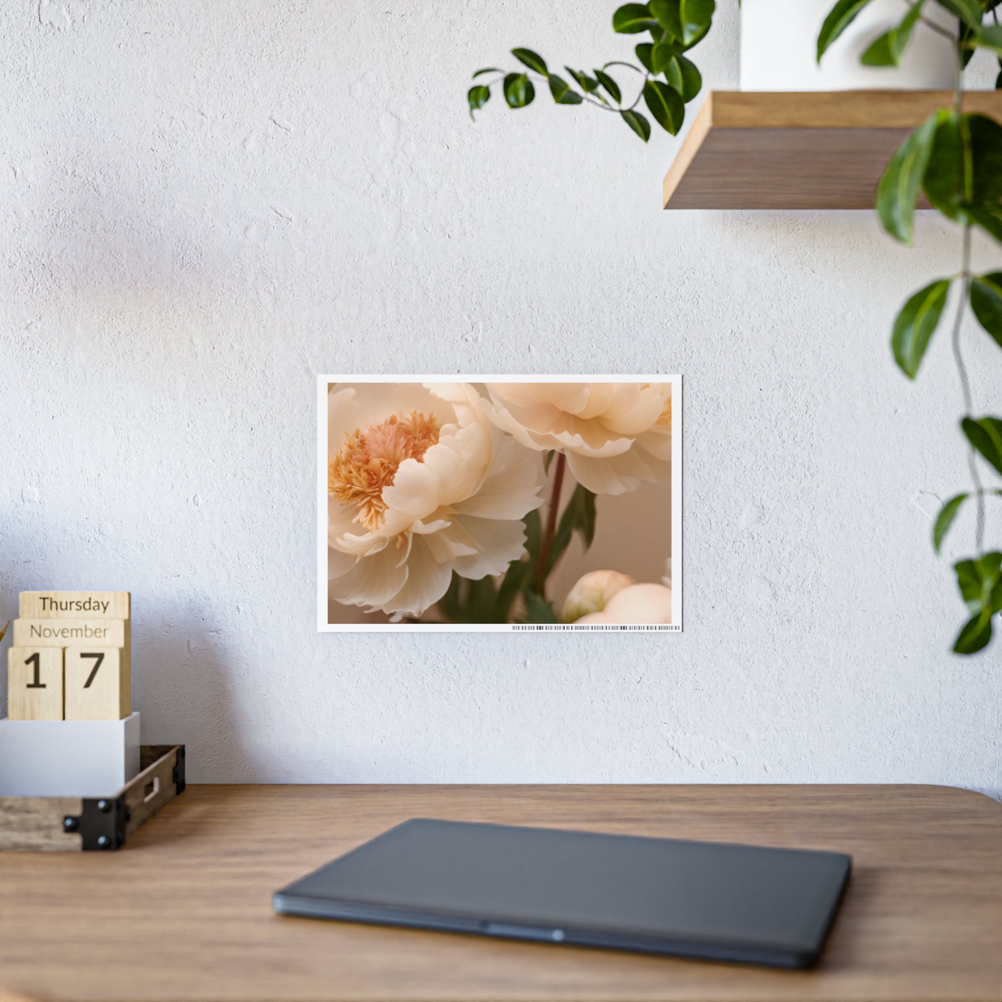 Peach Peony Print Poster