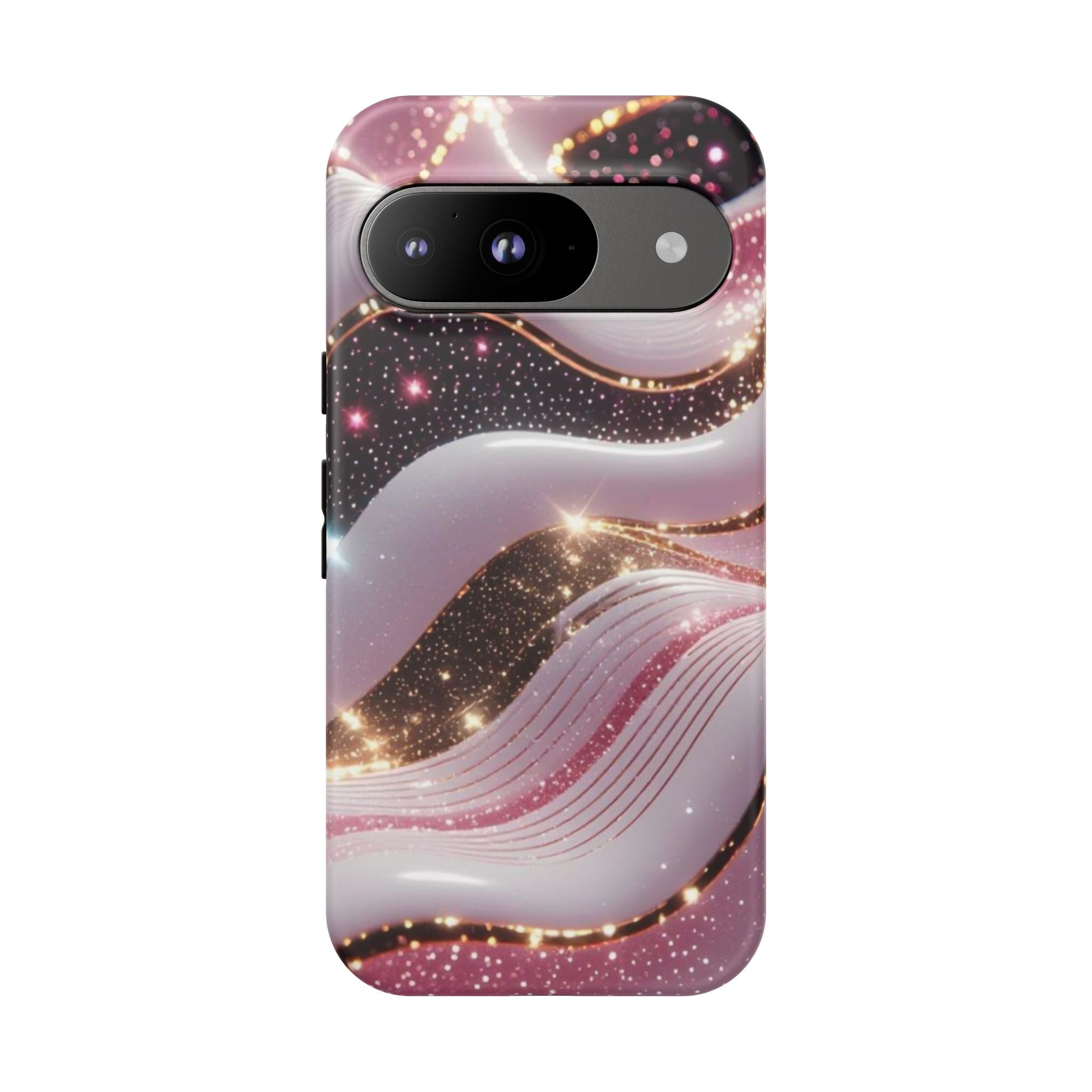 Sparkling Pink Wave Phone Case — Glitter Marble Protective Cover